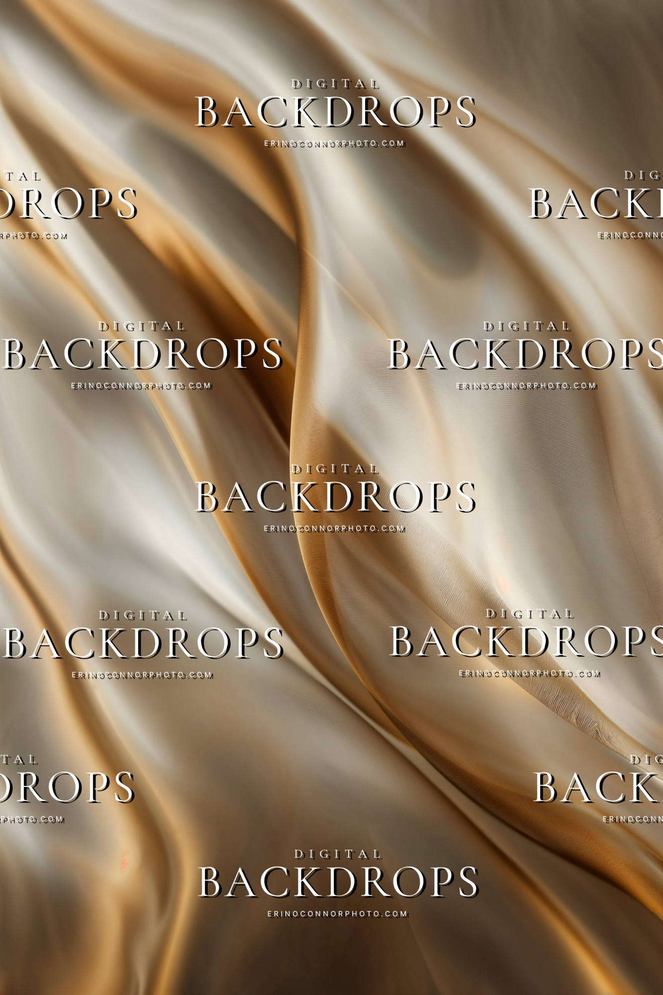 Champagne satin fold texture digital background with soft ivory fabric, golden shadows, and elegant flowing portrait backdrop style.