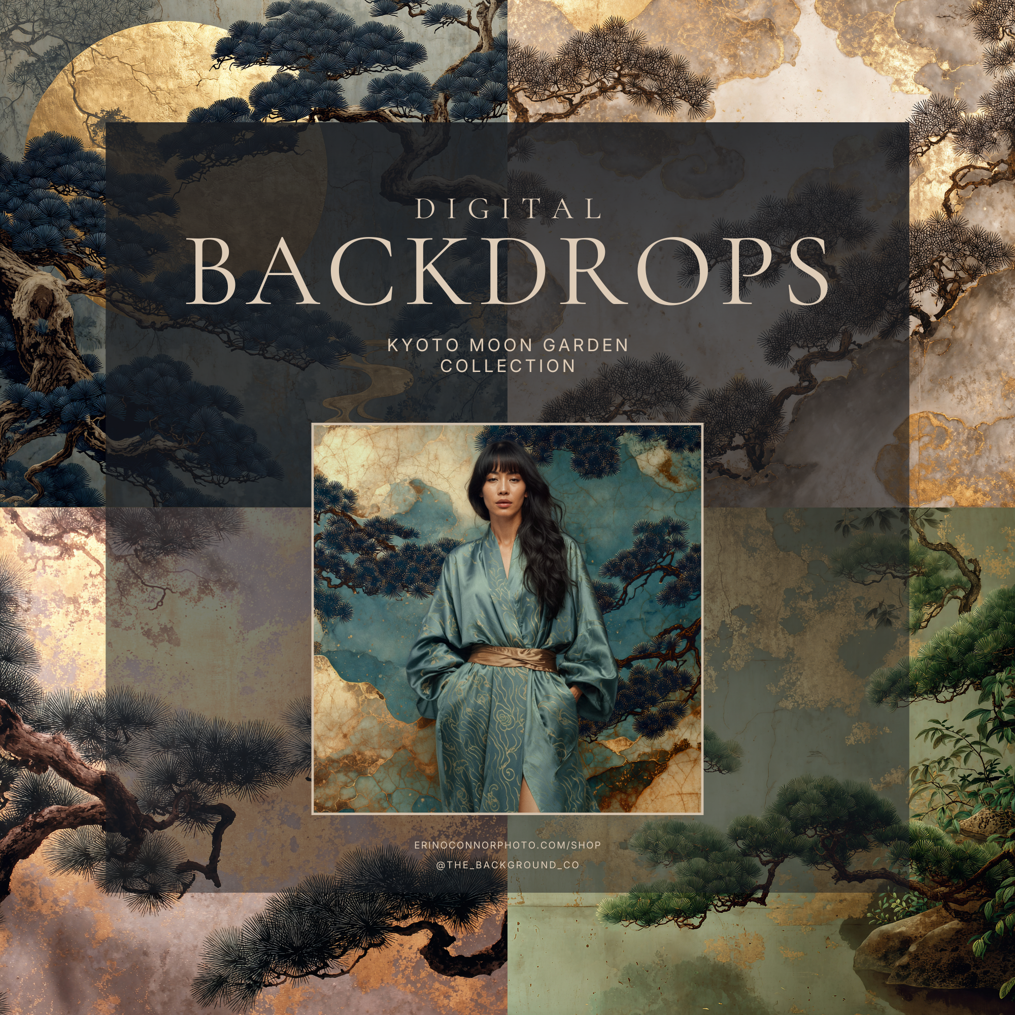 Kyoto Moon Garden - Digital Backgrounds