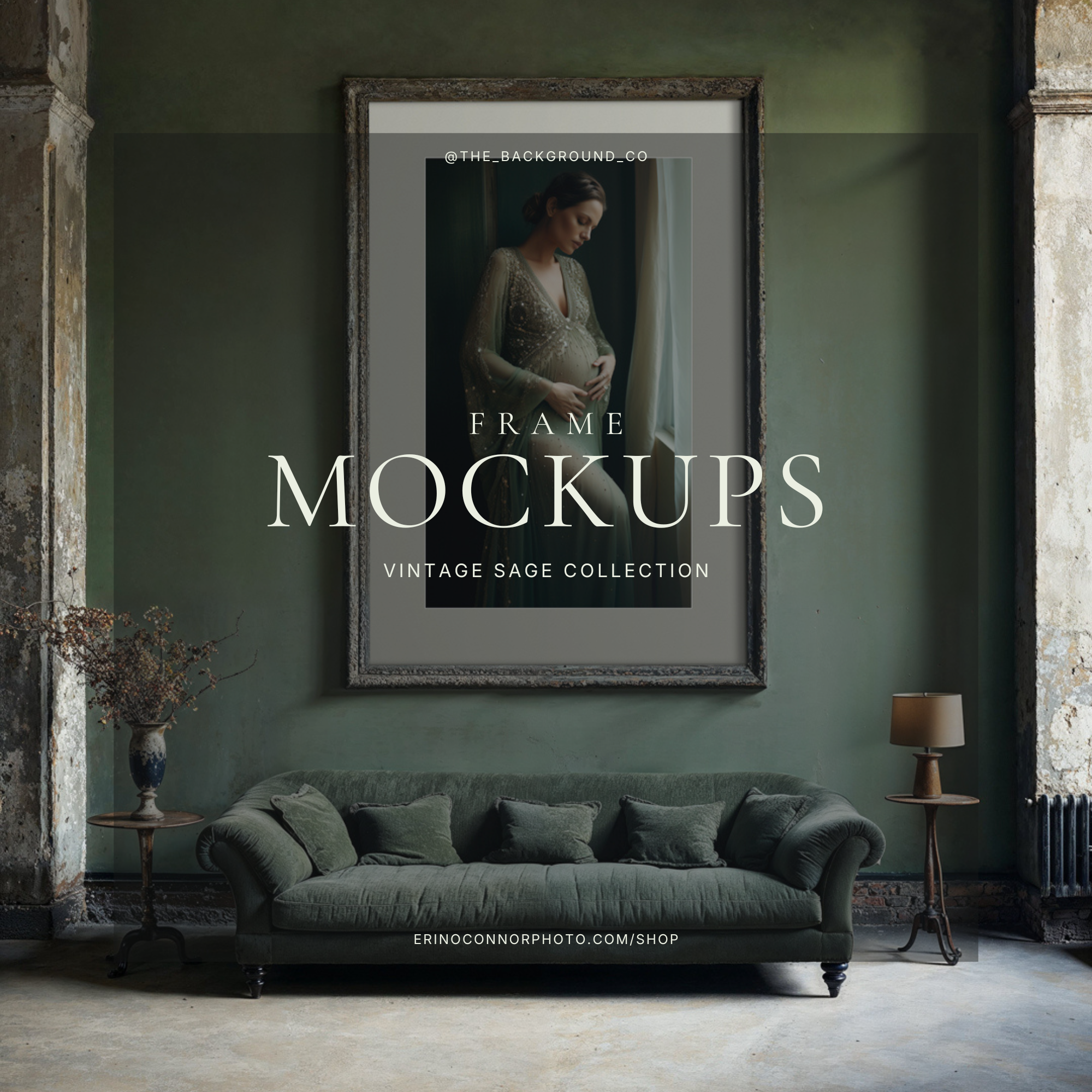 Old World Europe: Vintage Sage - Room&  Frame Mockups