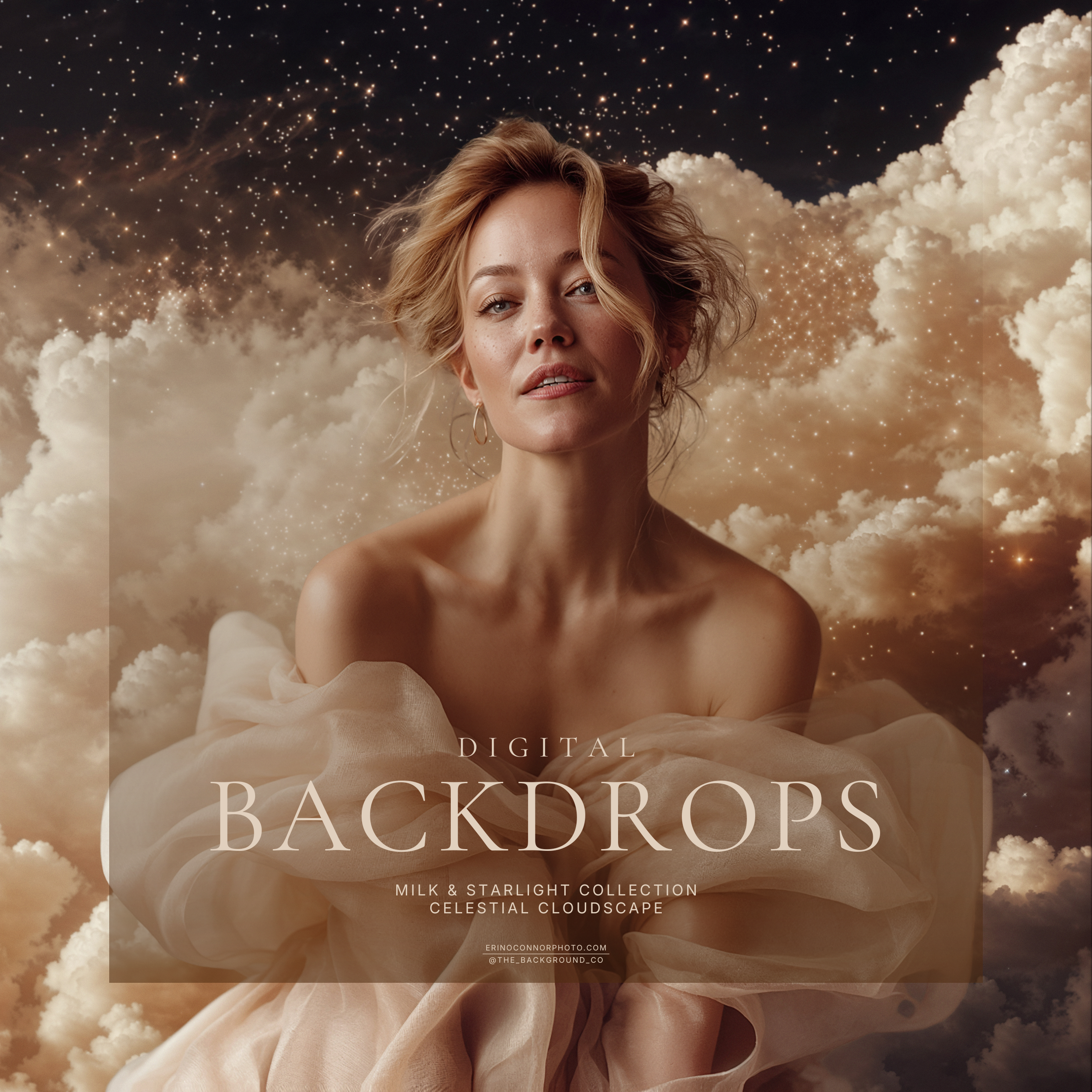 Celestial Cloudscapes: Milk & Starlight Collection | Digital Backgrounds for Portrait Composites