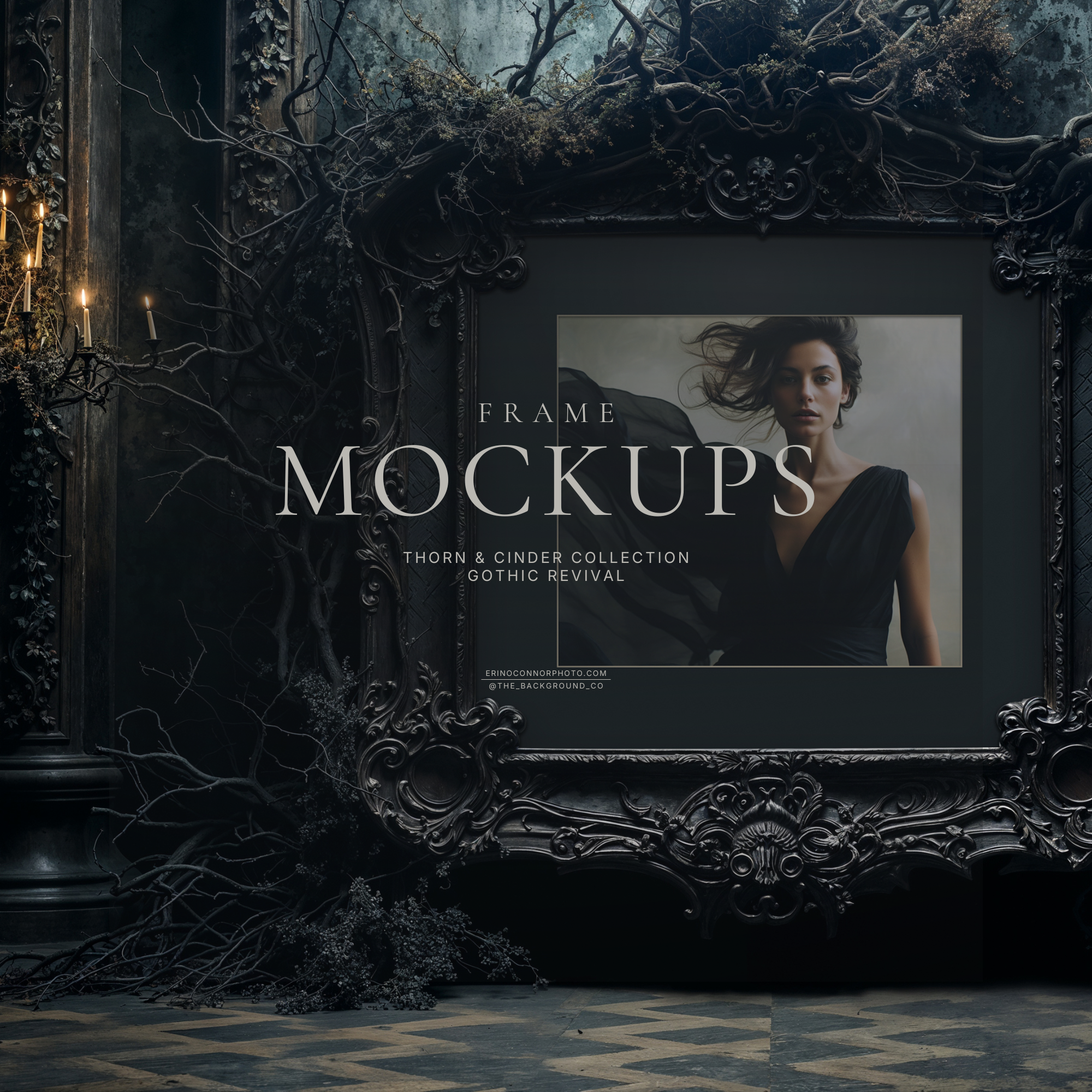 Gothic Revival Room & Frame Mockups | Thorn & Cinder Wall Art Mockup Set