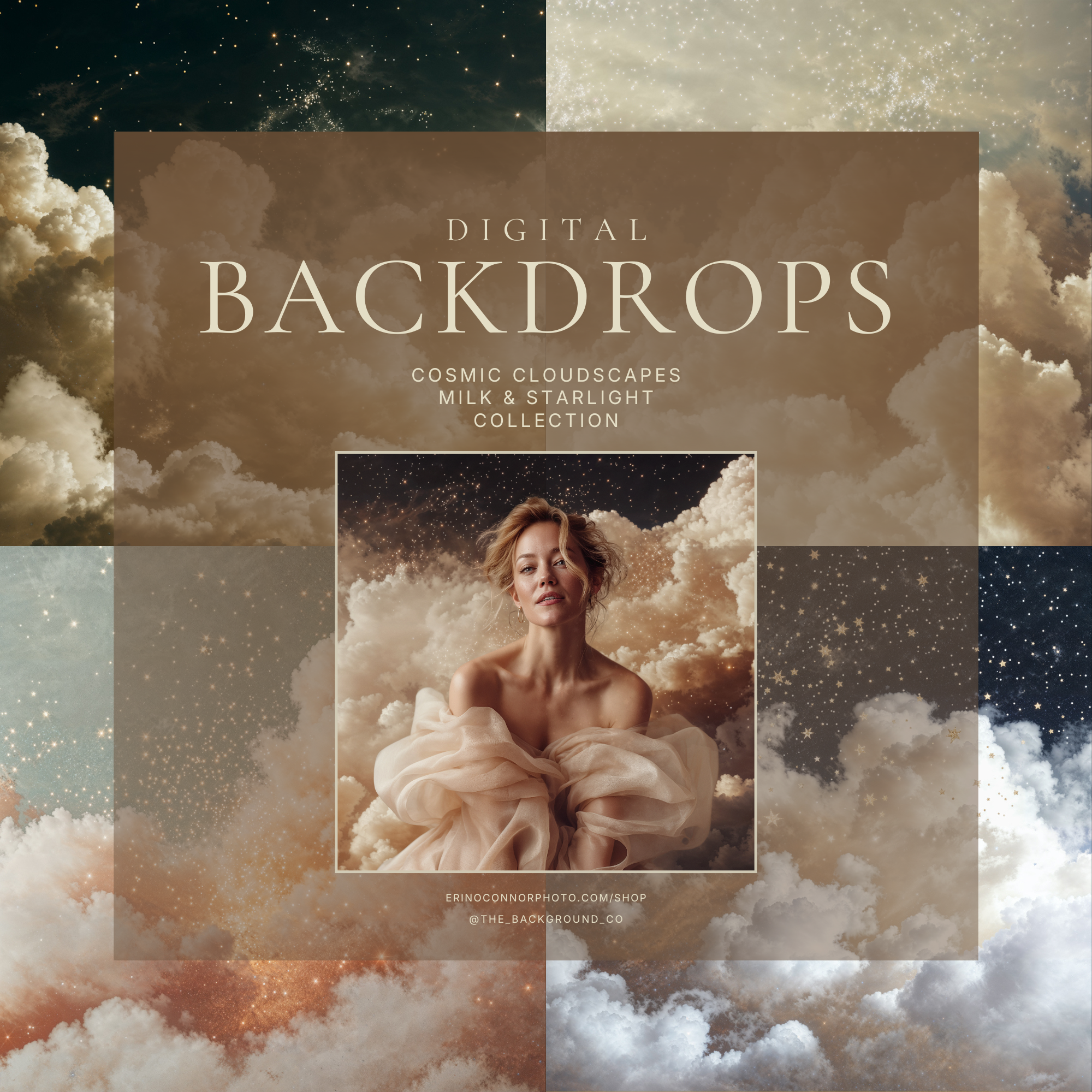 Celestial Cloudscapes: Milk & Starlight Collection ~ Digital Backgrounds