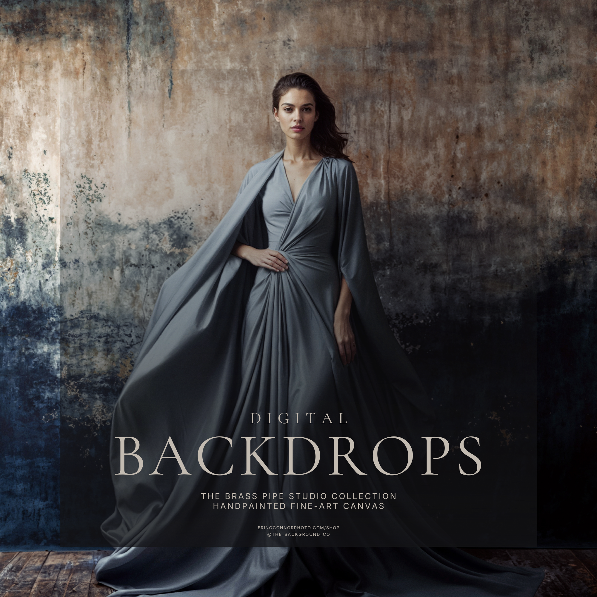 Hand Painted Canvas: The Brass Pipe Studio | Moody Painterly Studio Canvas Digital Backdrops