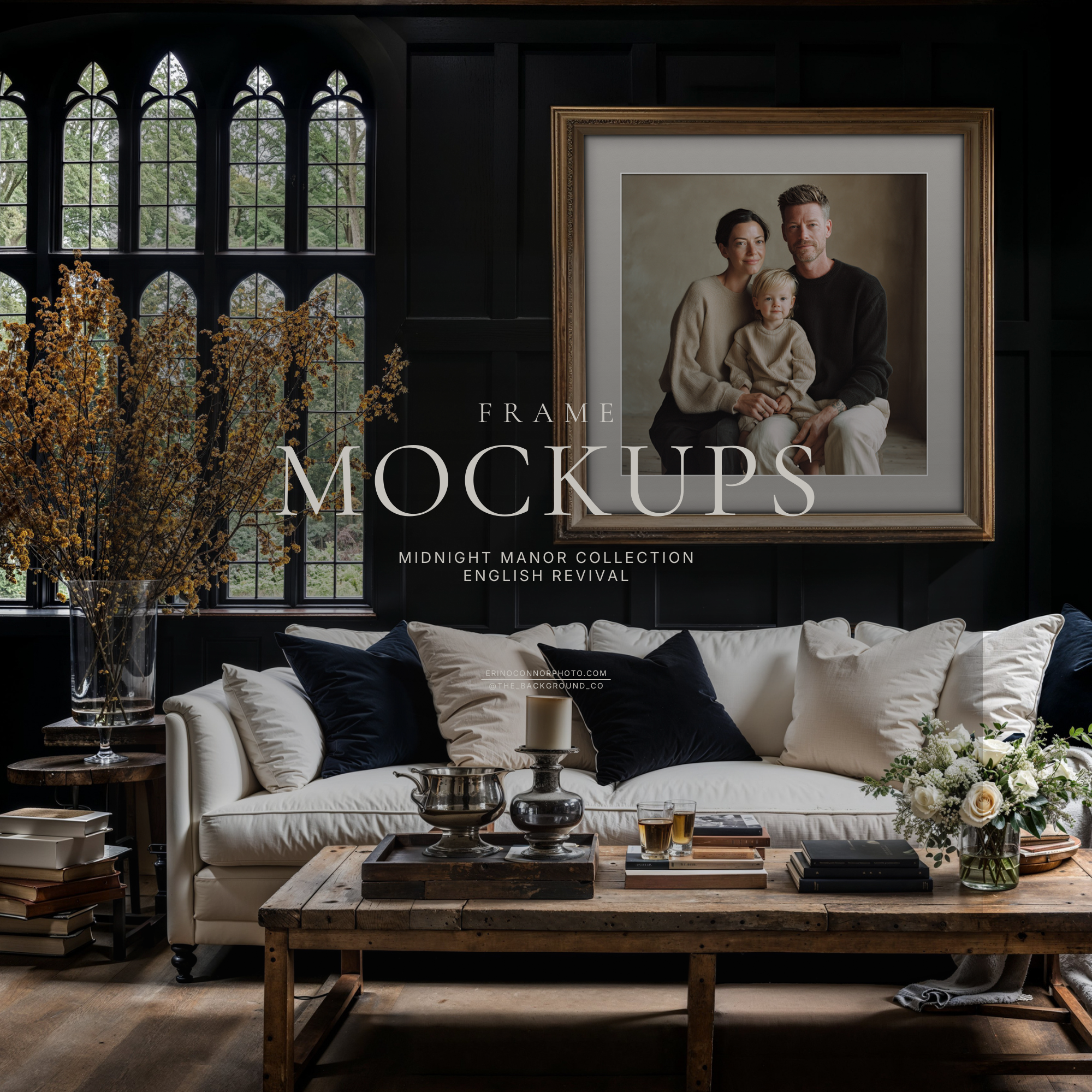 English Revival Frame Mockups | Midnight Manor Wall Art Mockup Set