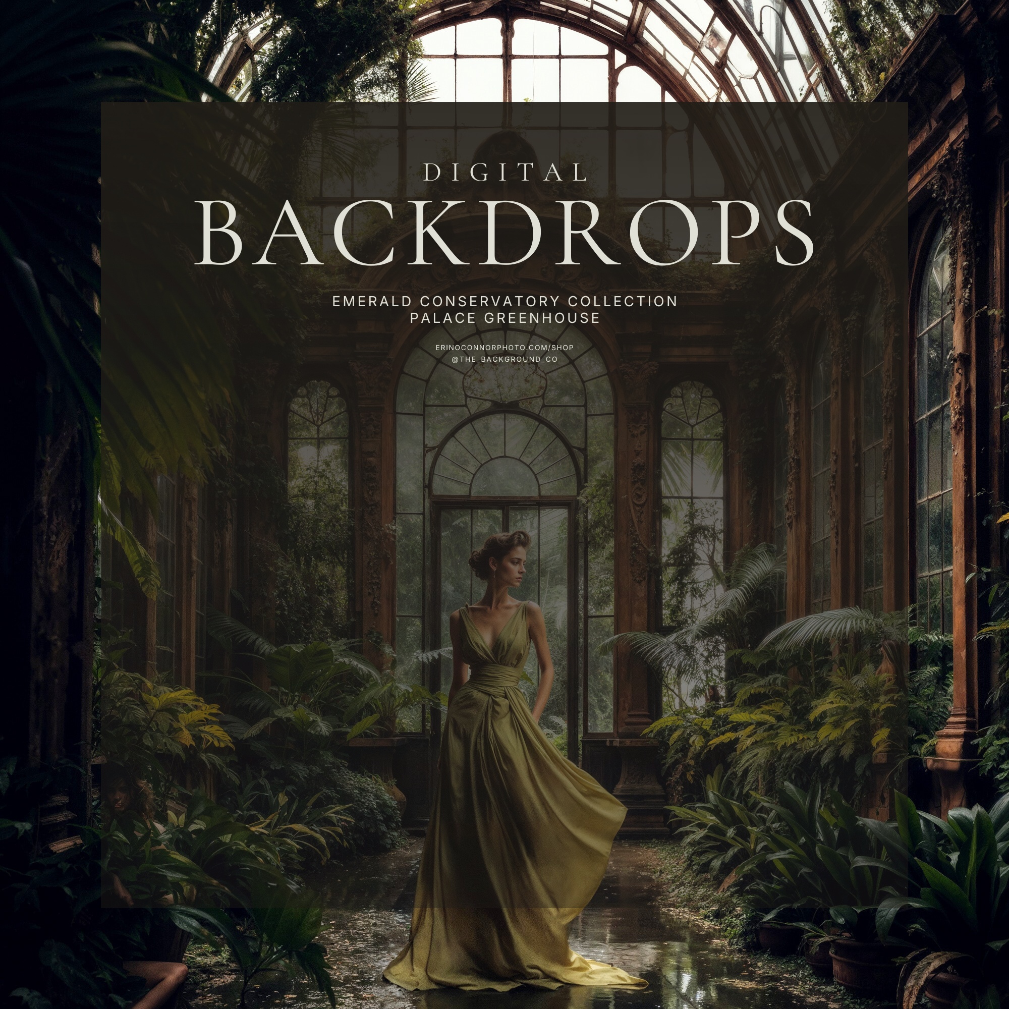 Palace Greenhouse: Emerald Conservatory | Lush Botanical Greenhouse Digital Backdrops