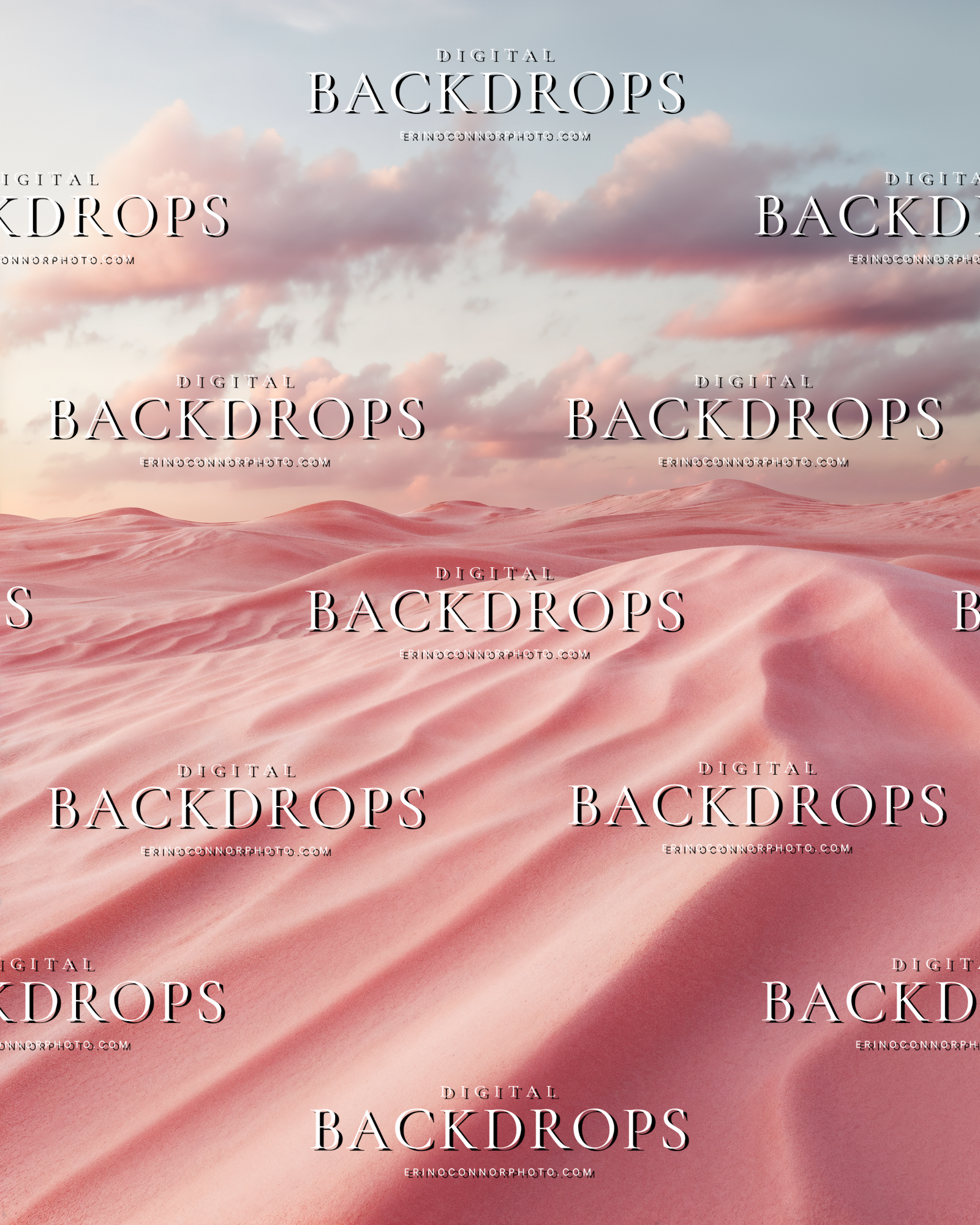 Blush pink desert dunes digital background with soft clouds, painterly sand texture, and romantic light for fine art photography composites.