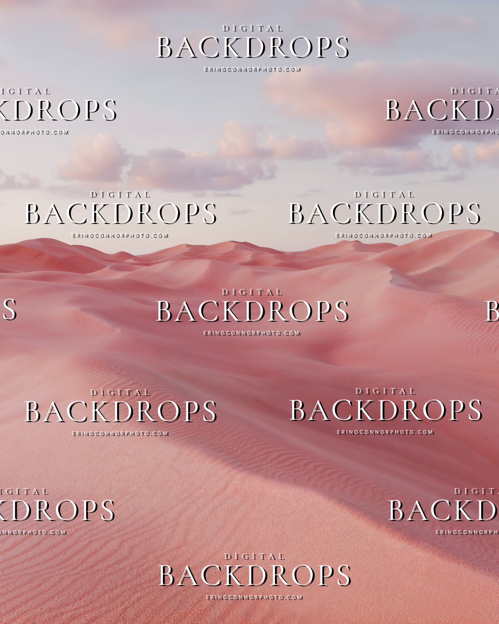 Rose pink desert landscape digital background with rolling dunes, pastel sky, and dreamy horizon for photographers and digital artists.