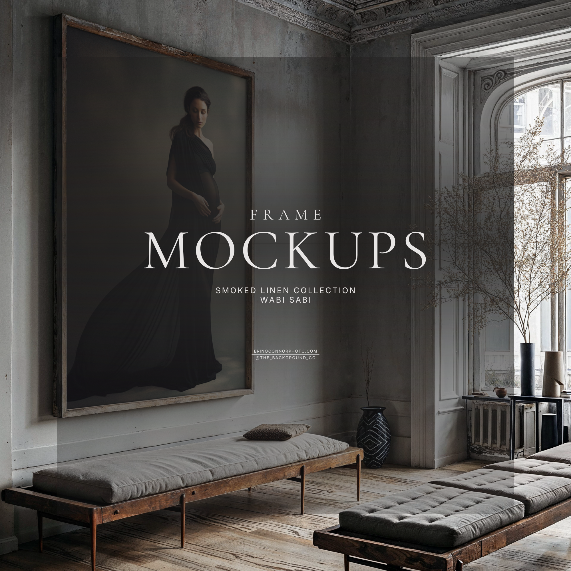 Moody Wabi Sabi Frame Mockups | Smoked Linen Wall Art Mockup Set