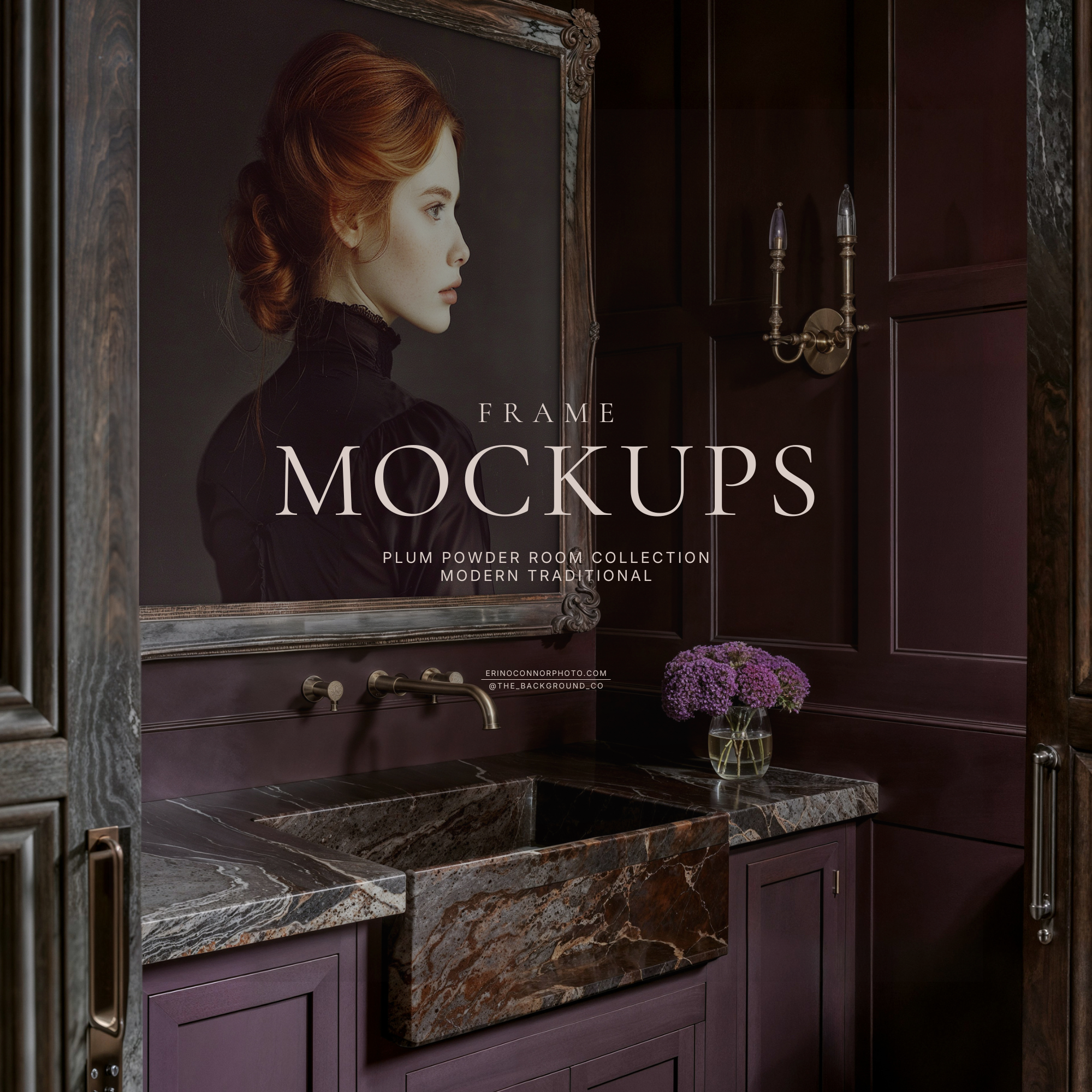Powder Room: Maroon Marble Collection ~ Room & Frame Mockups