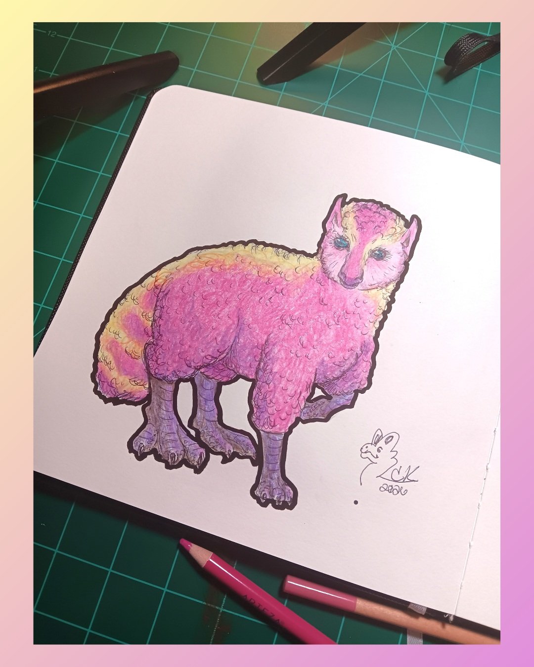A creature created from using the Tuimiz animal generator website. If you like to watch the process of me drawing this whimsical creature - check out my art channel under the same name. NatureNerdArt. Links can also be found in my bio. 

What should 
