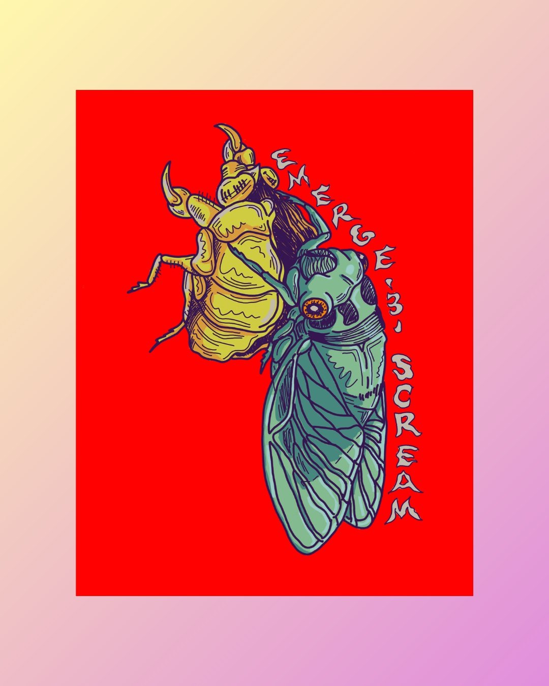 Finished my sticker design that I showed the sketch of a little while ago. This one I digitally rendered. Fairly pleased with the outcome, nice bold colors and kept a simple color palette. 

I am working on the process video which will hopefully be o