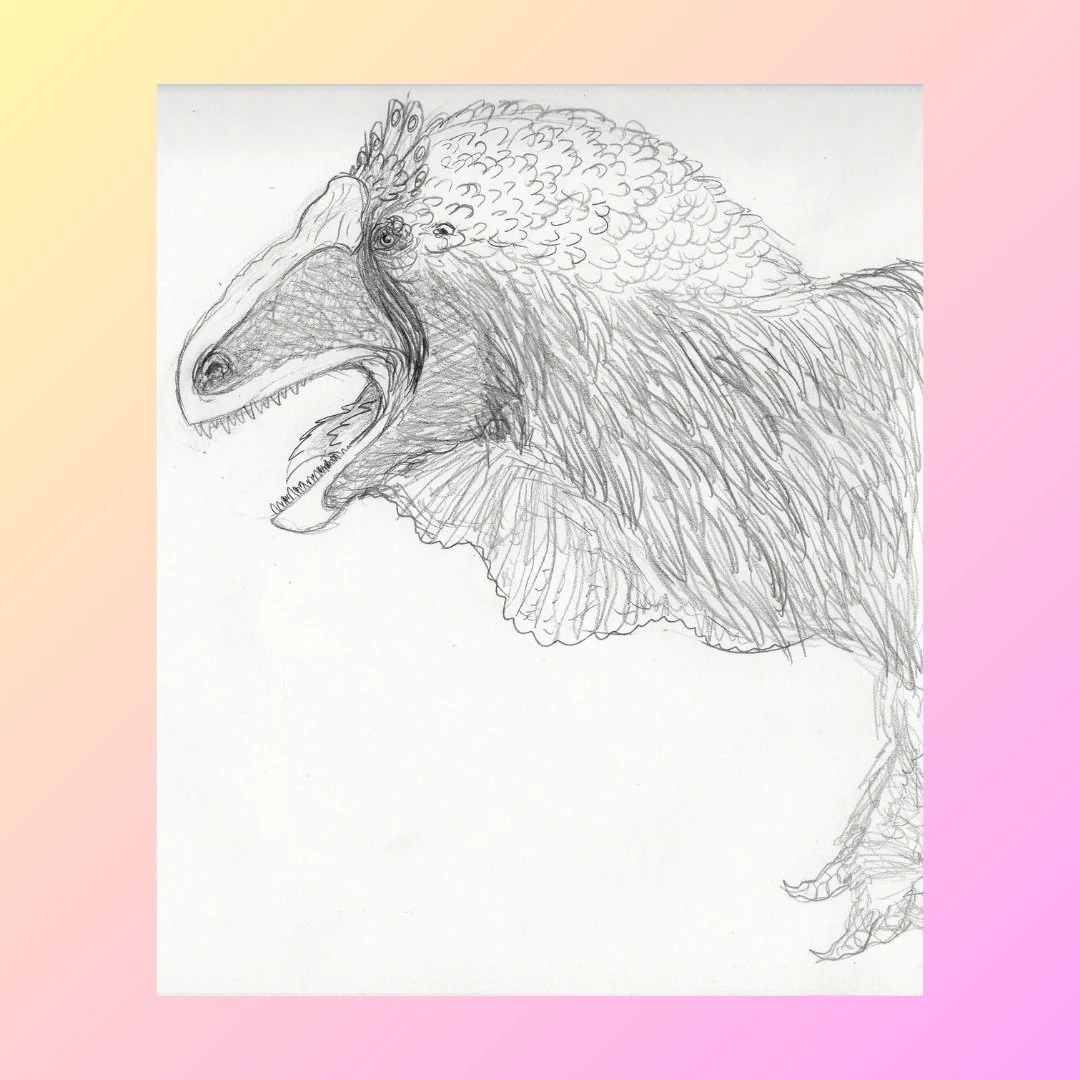 A closer look at my Acrocanthosaurus interpretation. 
I want to throw some color on this bad boy and really make him pop, for now you guys will just have to deal with another sketch. 

Medium: Pencil

#paleoart #paleontology #nature #acrocanthosaurus
