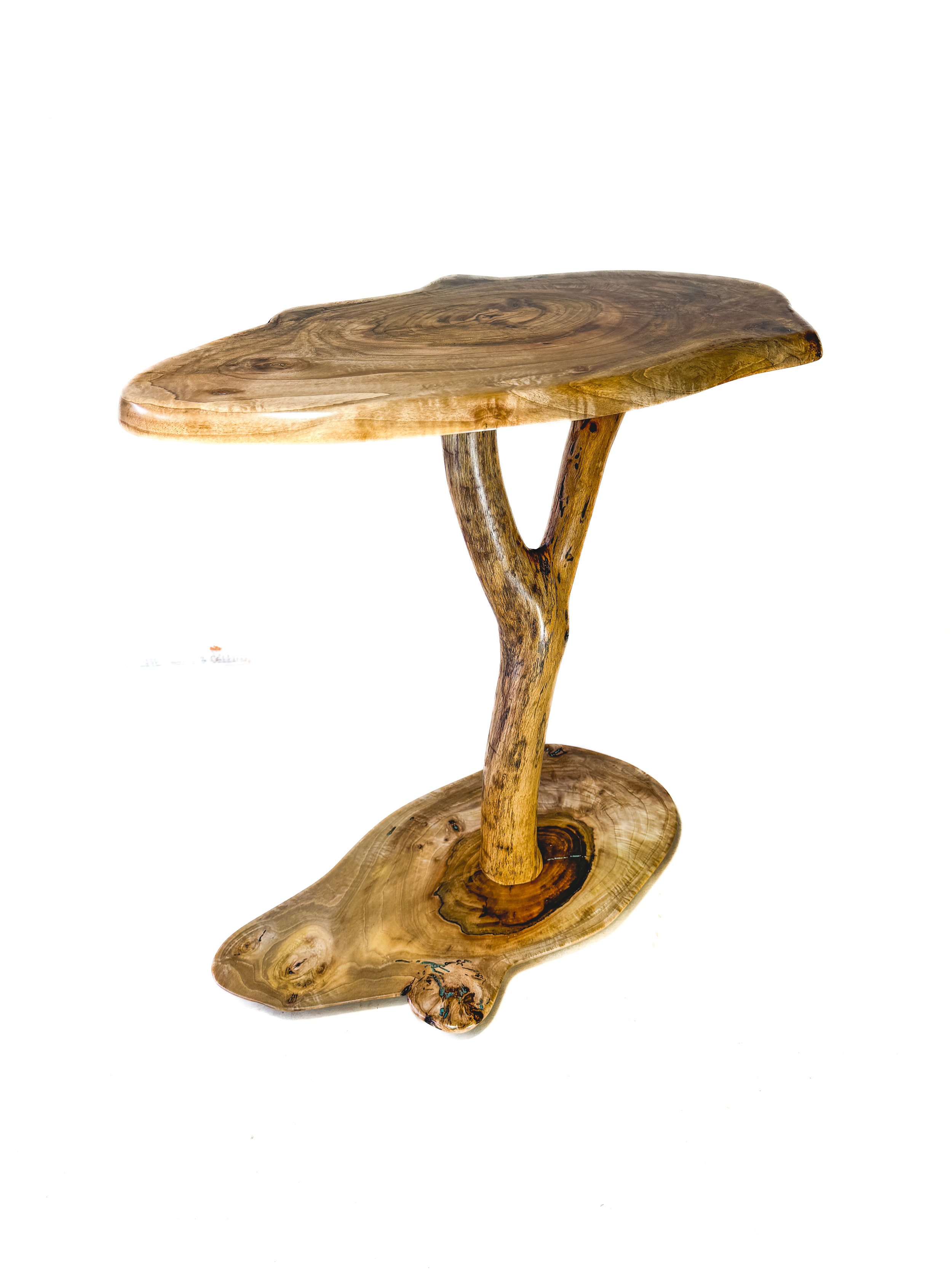 English Walnut Single Side Table With Turquoise Inlay
