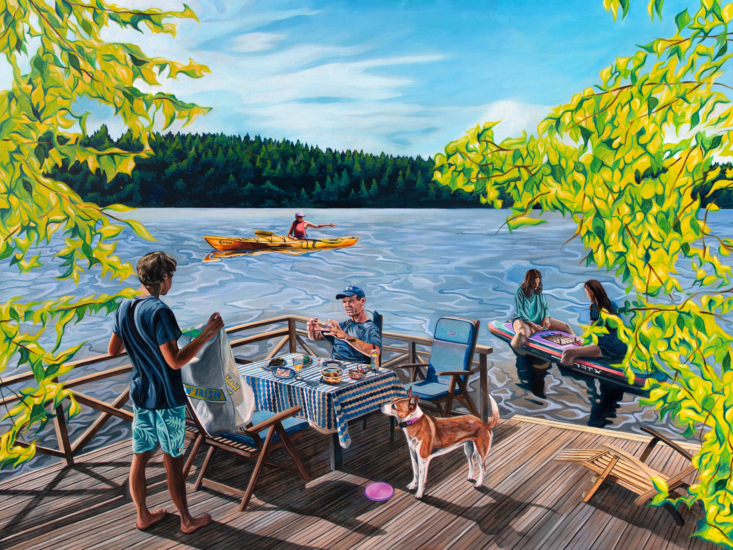 "Vappuhotti," Acrylic on Canvas, 36 in x 48 in, 2025