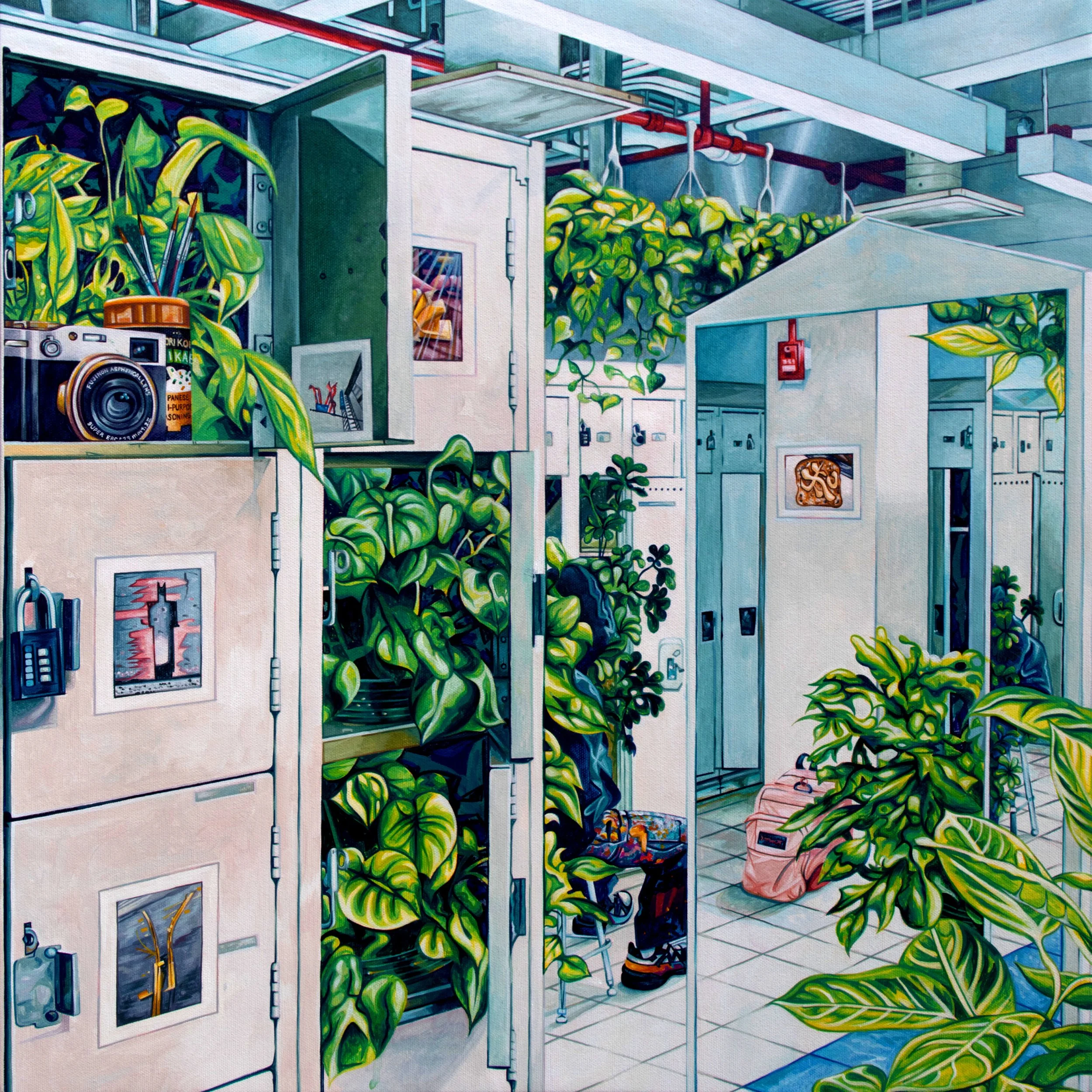 "Lock Garden" Acrylic on Canvas, 20 in x 20 in, 2026