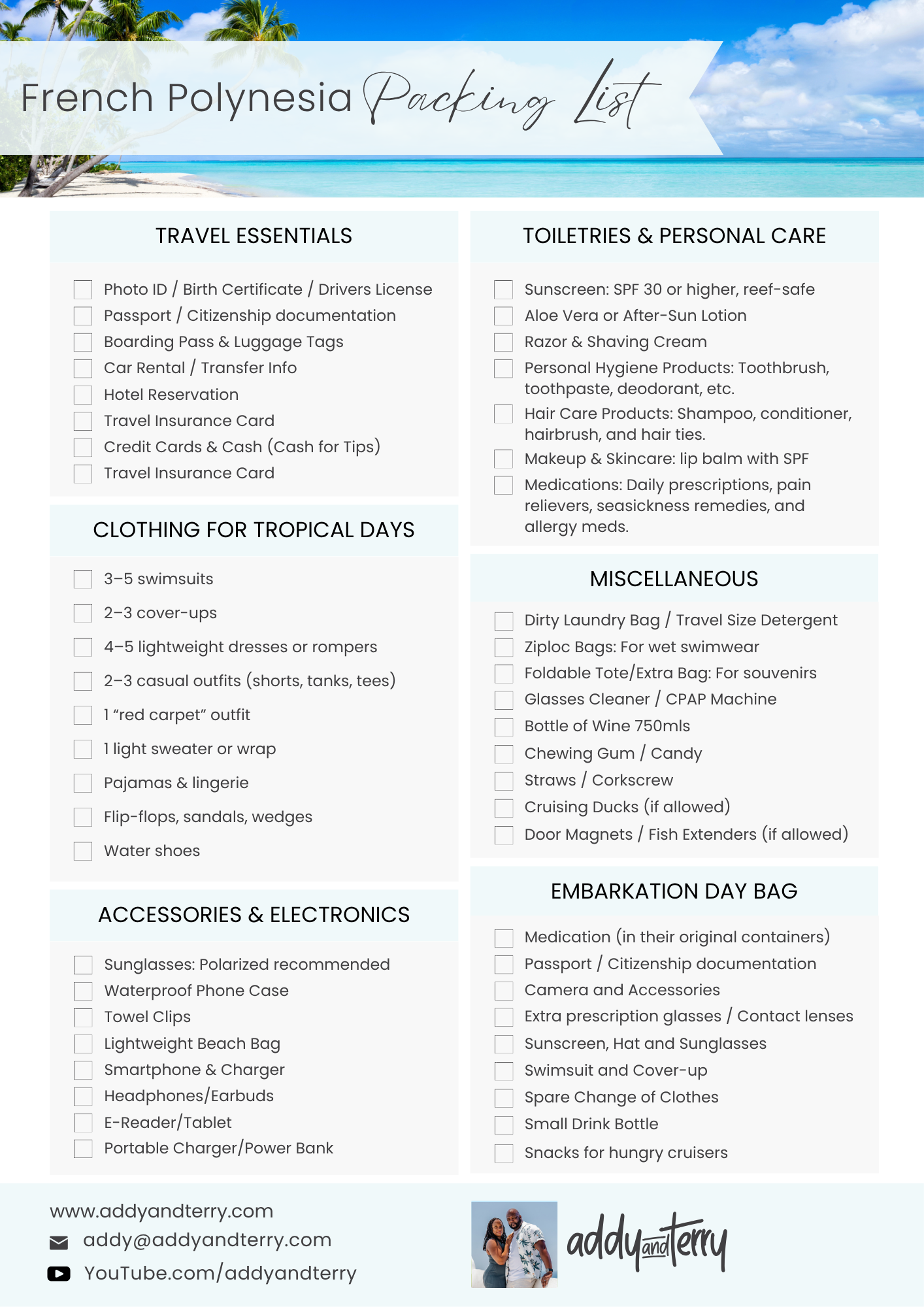 French Polynesian checklist