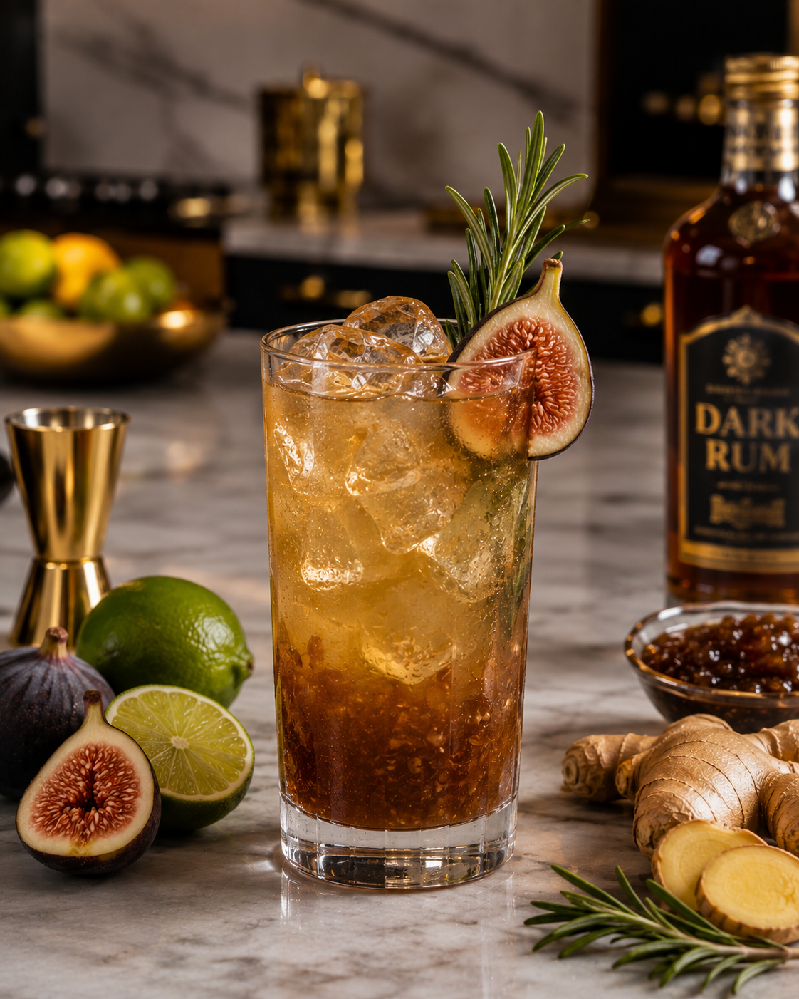 Fig & Ginger Dark 'n Stormy cocktail