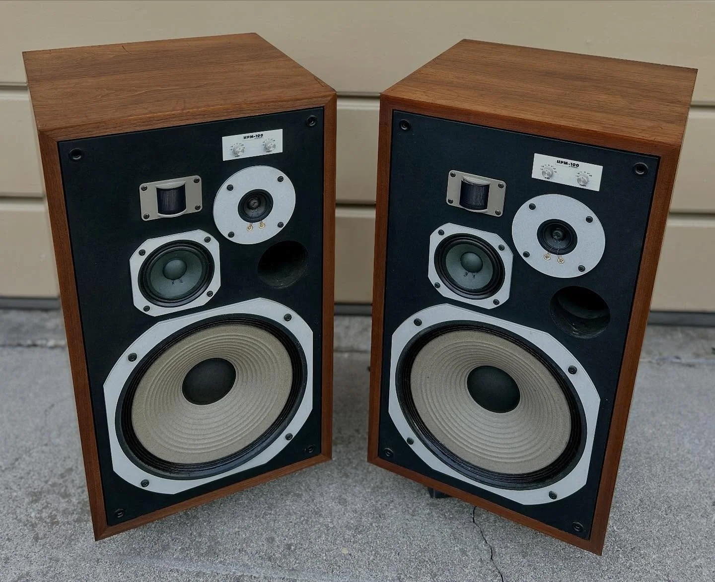 Absolutely iconic &amp; killer pair of Pioneer HPM-100 speakers available at Slant. Introduced in 1977 and designed by Bart Locanthi, the former Vice President of Engineering at JBL, the HPM line were seen as improvements and updates of the classic J