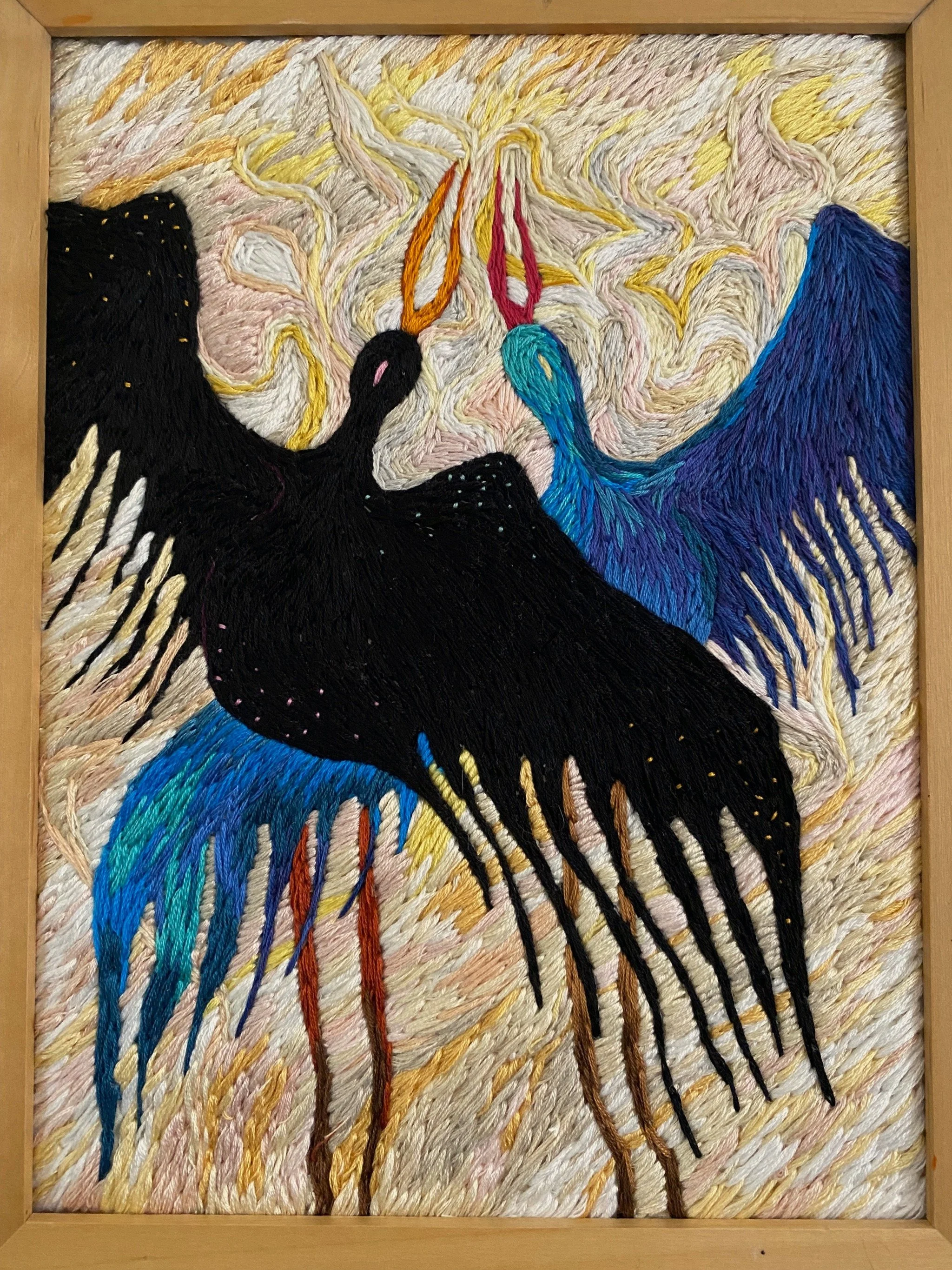 ‘and then you’ll melt so suddenly and quietly into the present’, hand embroidery on calico fabric, 2023