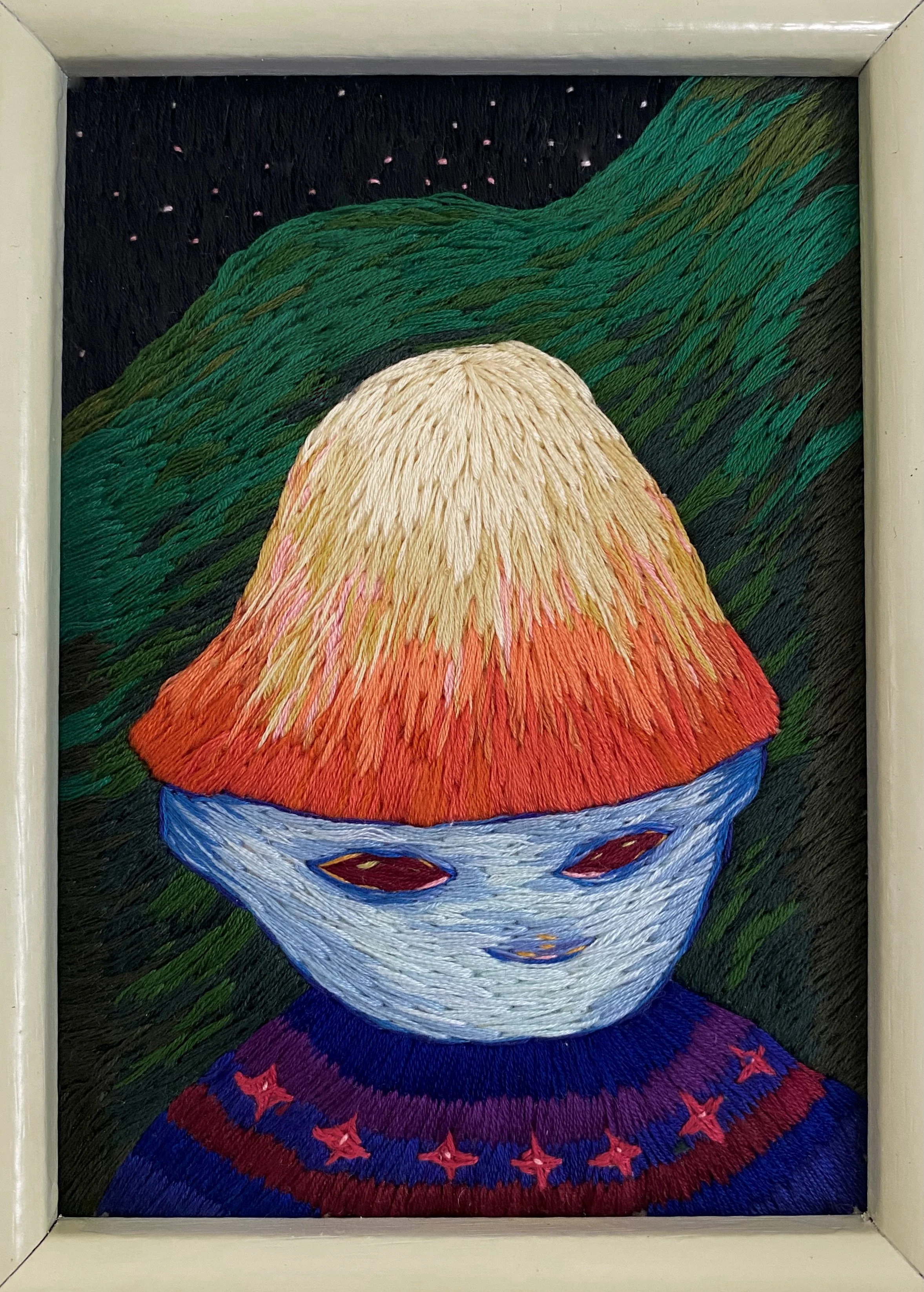 ‘walking and walking until a small nothing’, embroidery on calico fabric, 2025