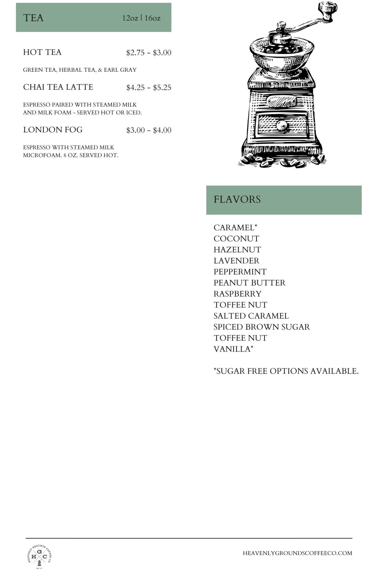 Heavenly Grounds Coffee Co. Menu — Heavenly Grounds Coffee Co.