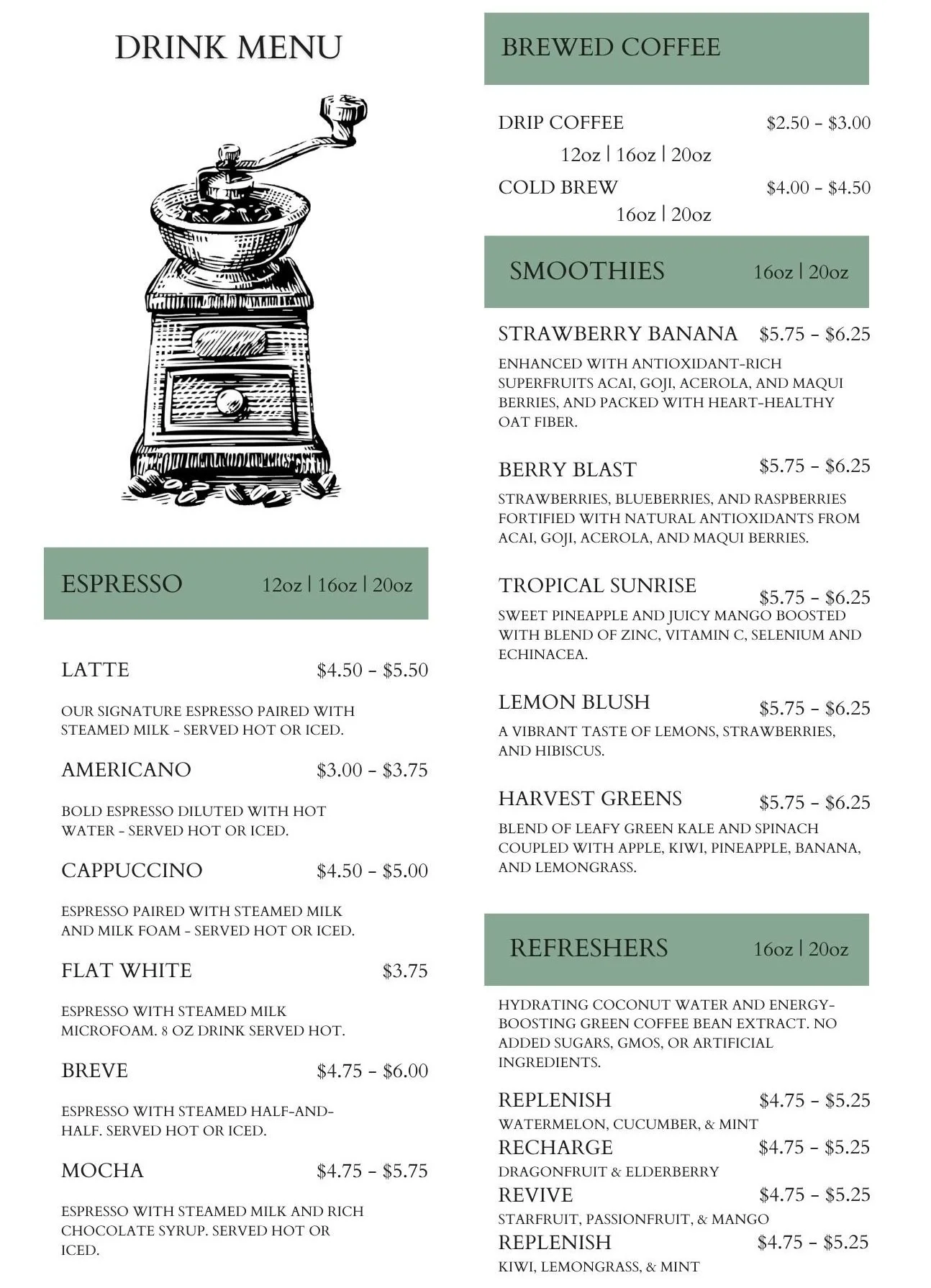 Heavenly Grounds Coffee Co. Menu — Heavenly Grounds Coffee Co.