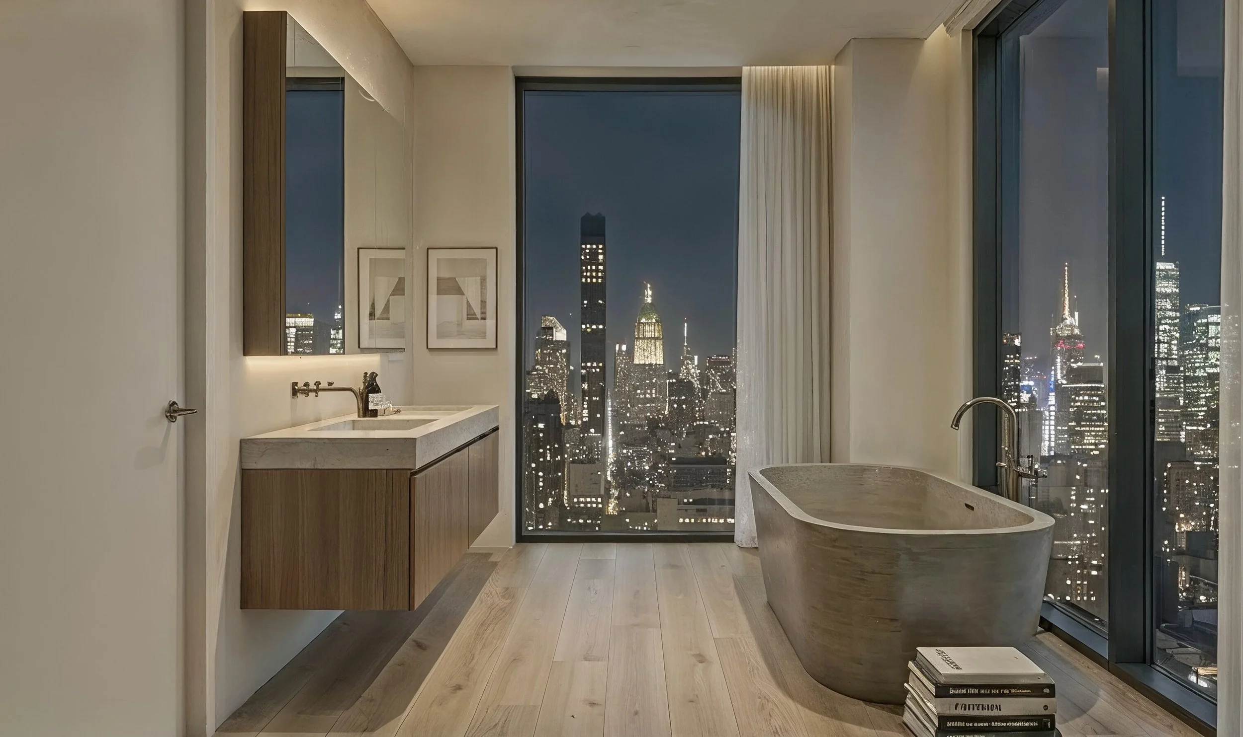 Modern Residential Bathroom With a NYC View