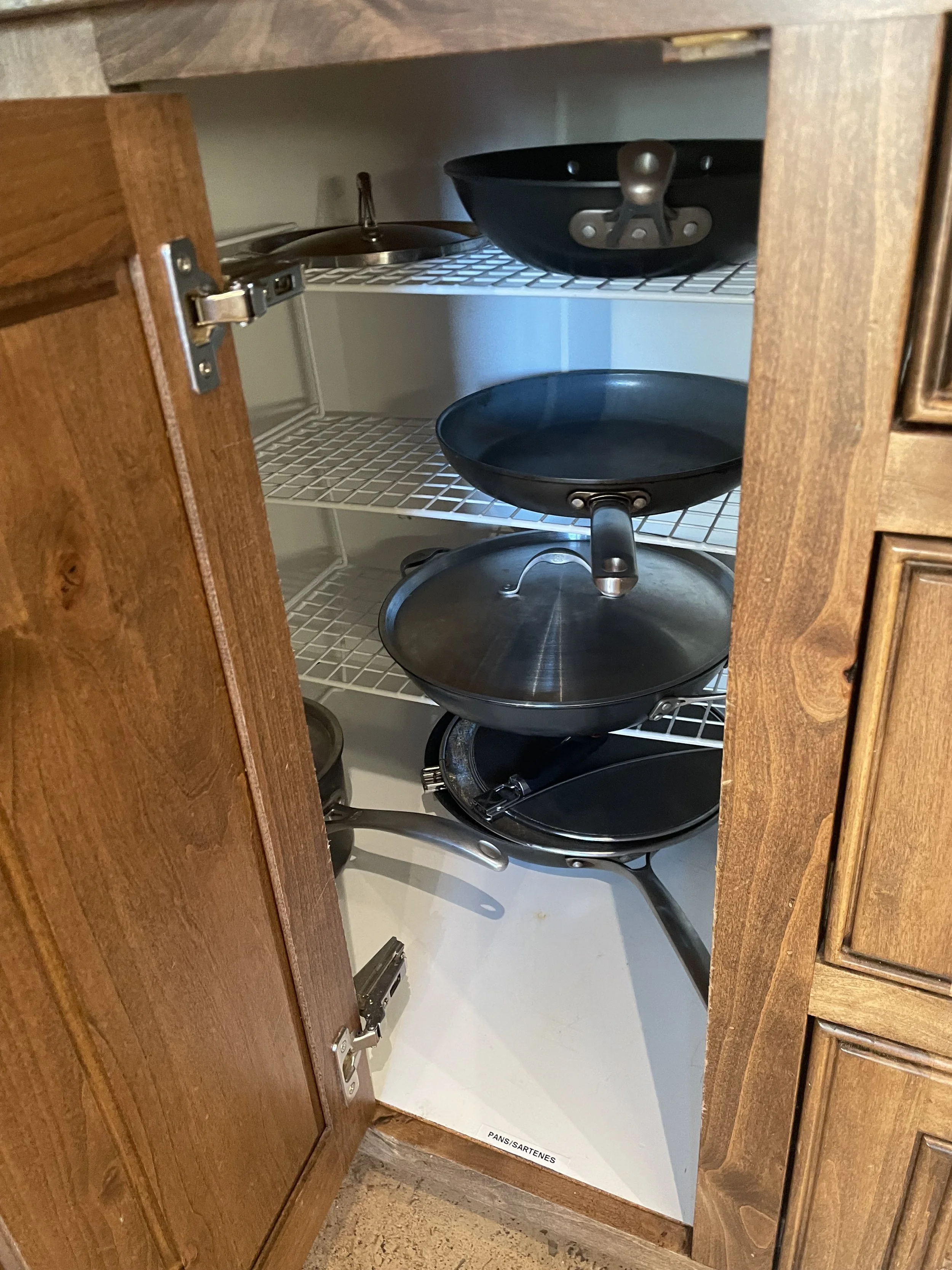 Organized Frying Pans cabinet