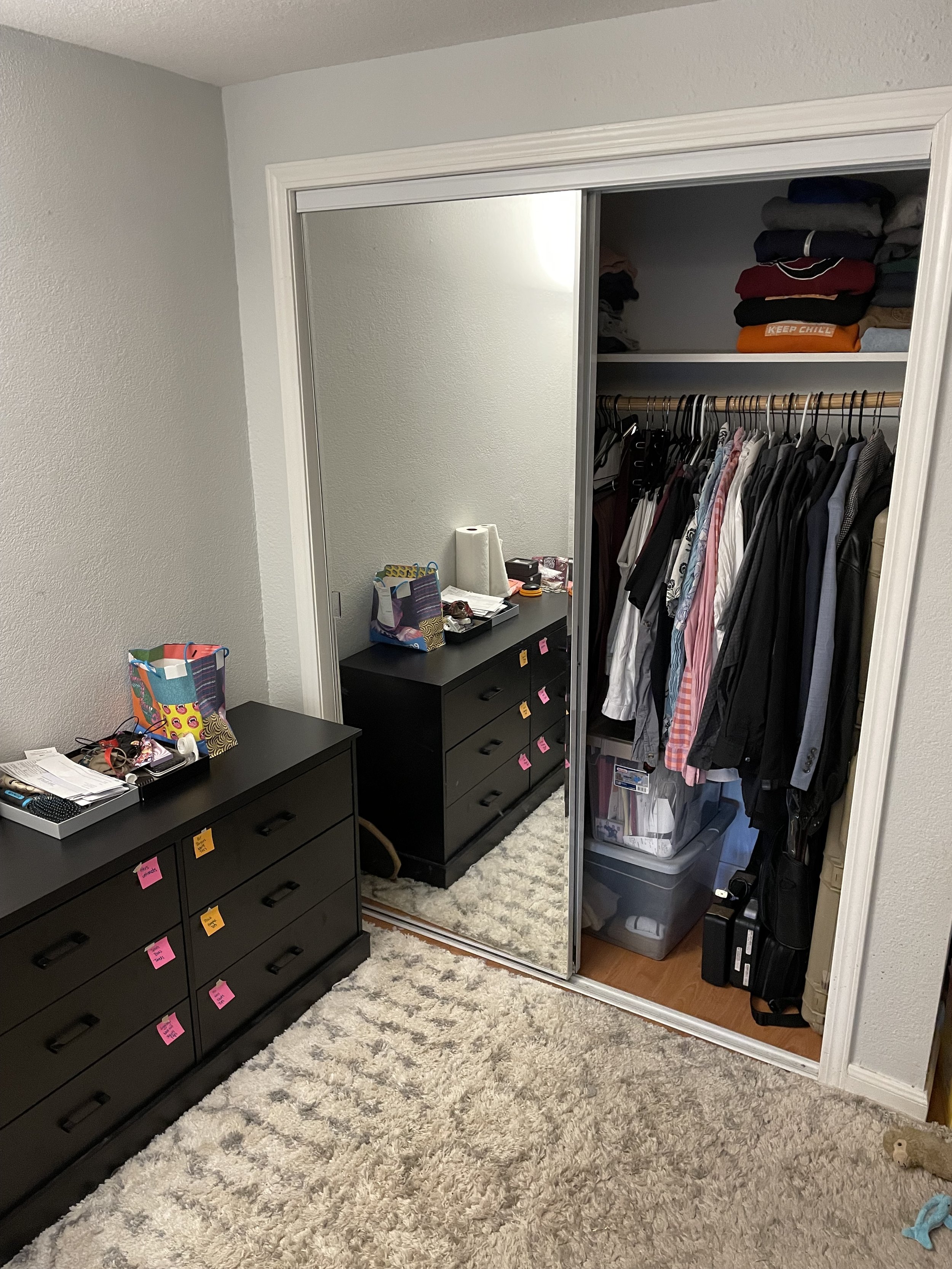 Organized bedroom closet 