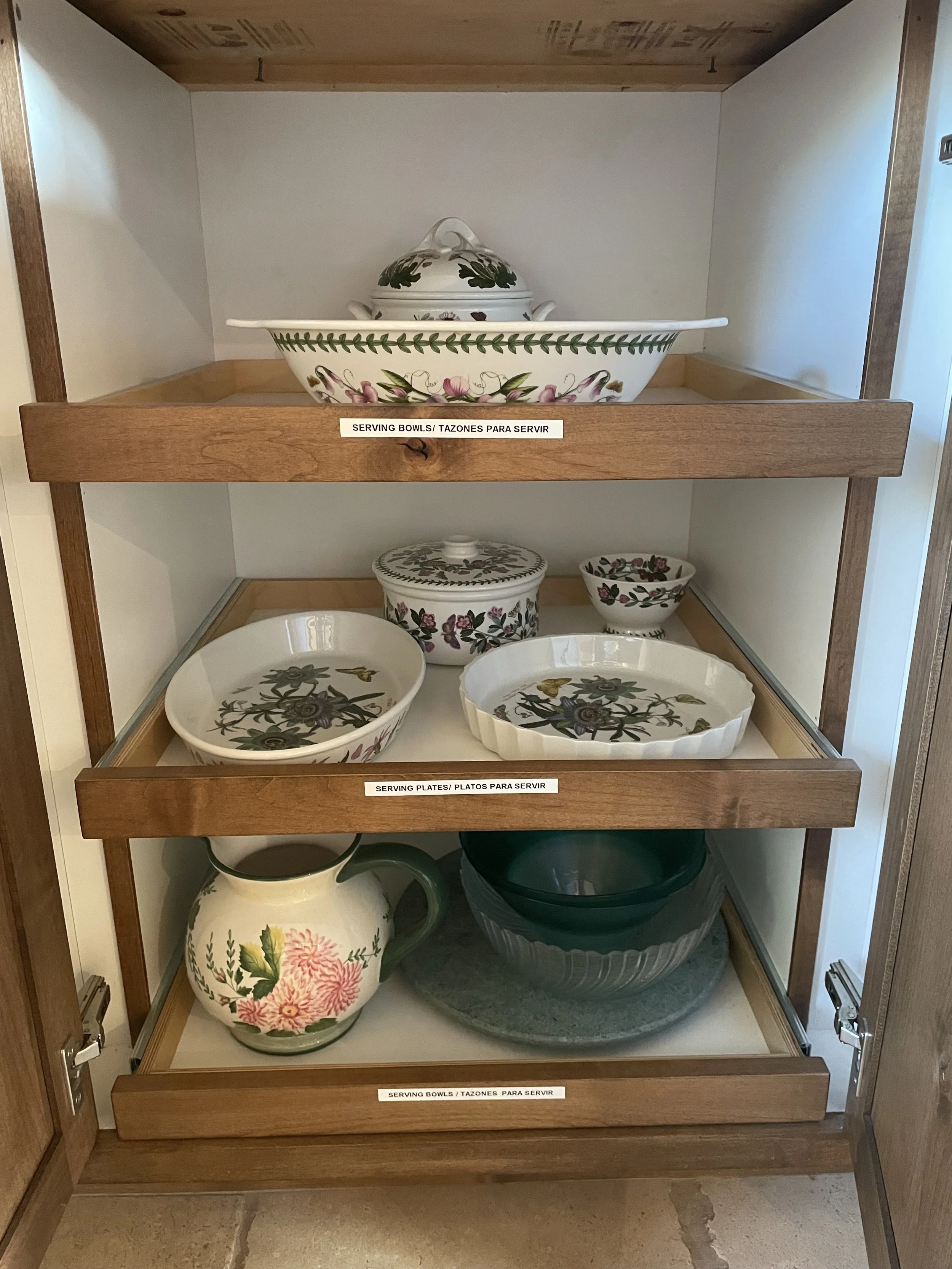 Organized Labeled Kitchen Cabinet