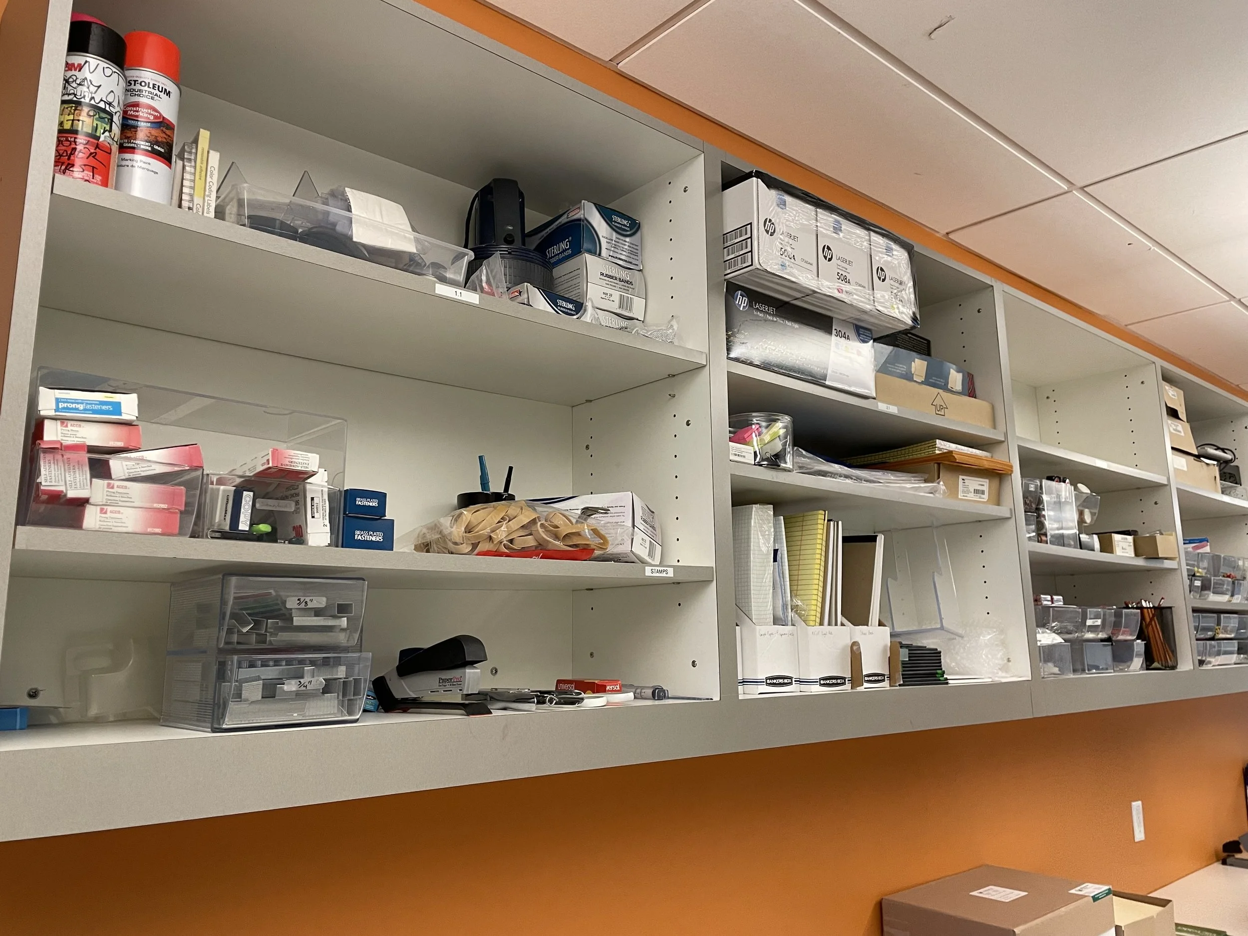 Unorganized Office shelves