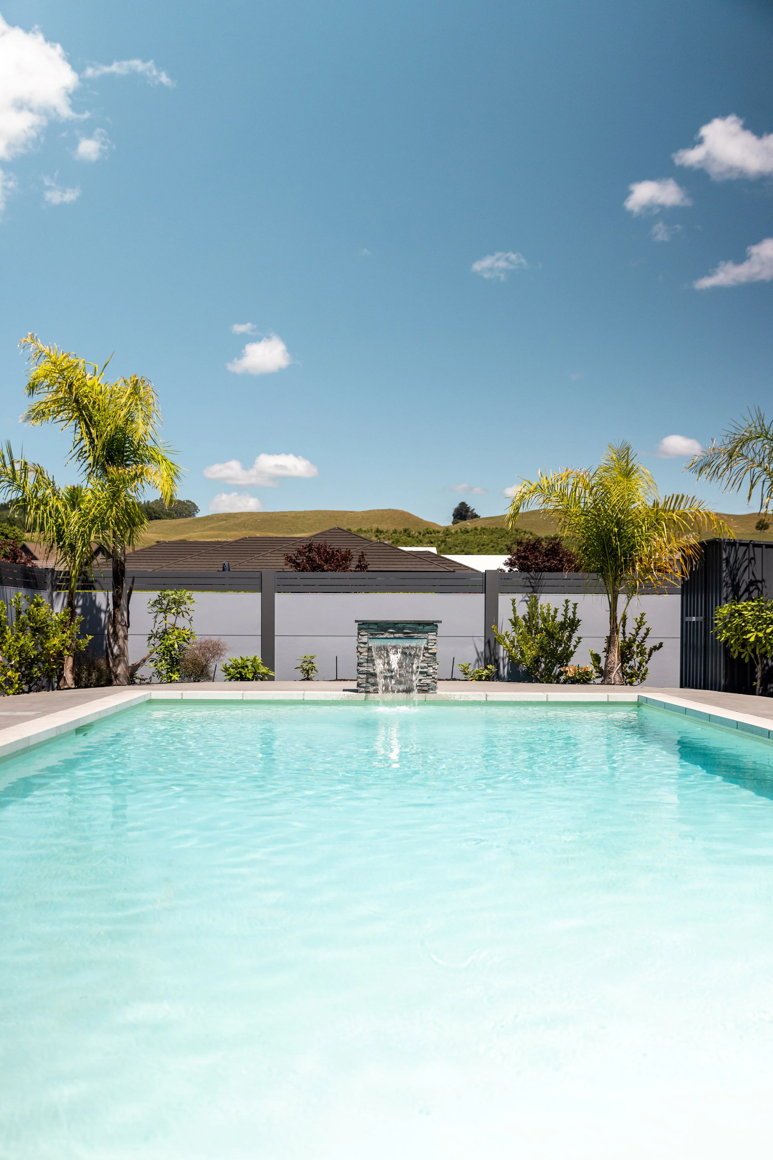 Family pool with water feature