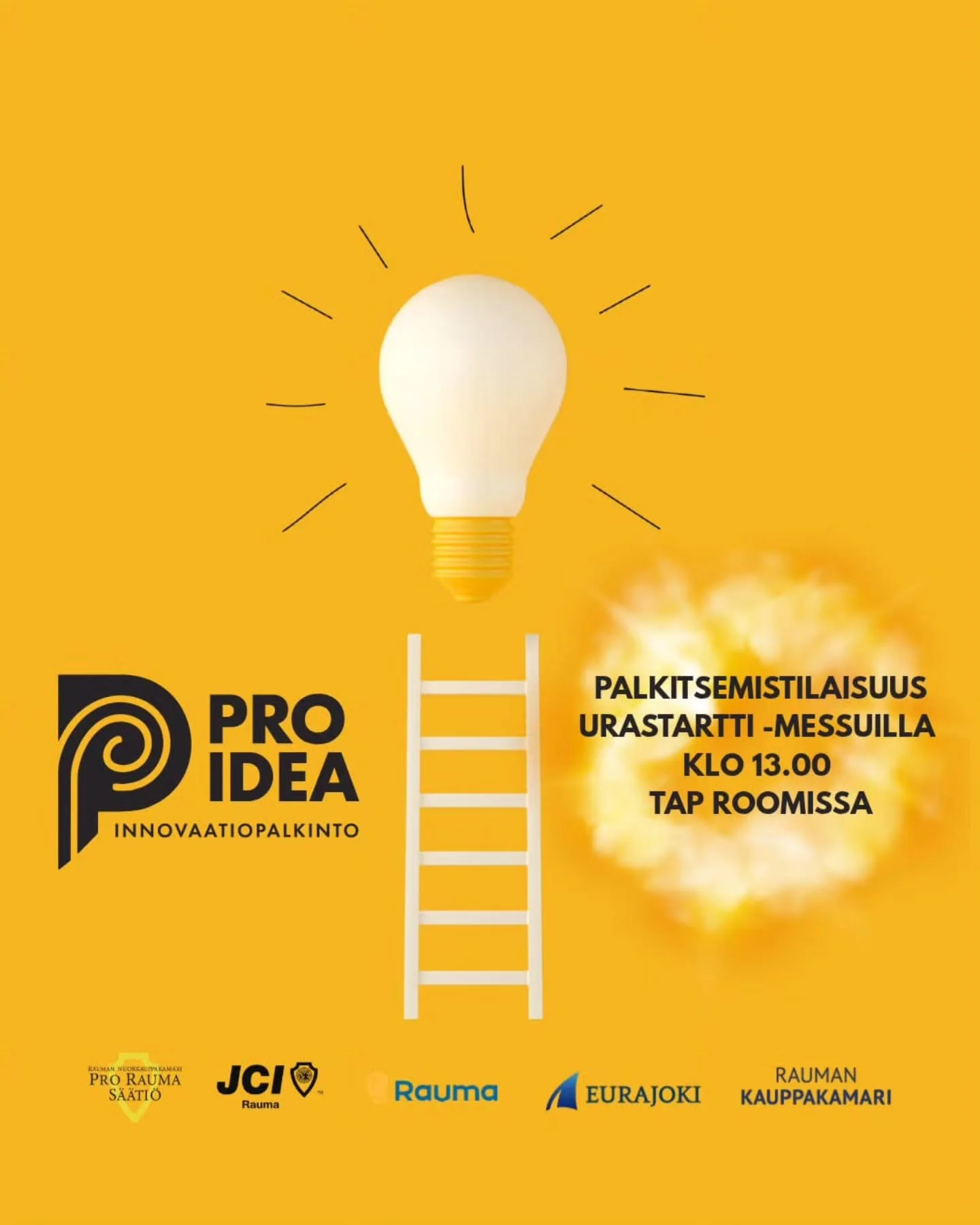 Pro Idea -kilpailu huipentuu &ndash; voittaja julkistetaan Urastartti-messuilla

Pro Idea -kilpailu on tullut p&auml;&auml;t&ouml;kseen, ja olemme saaneet ilahduttavan m&auml;&auml;r&auml;n laadukkaita ja monipuolisia hakemuksia Rauman seudulta. Kilp