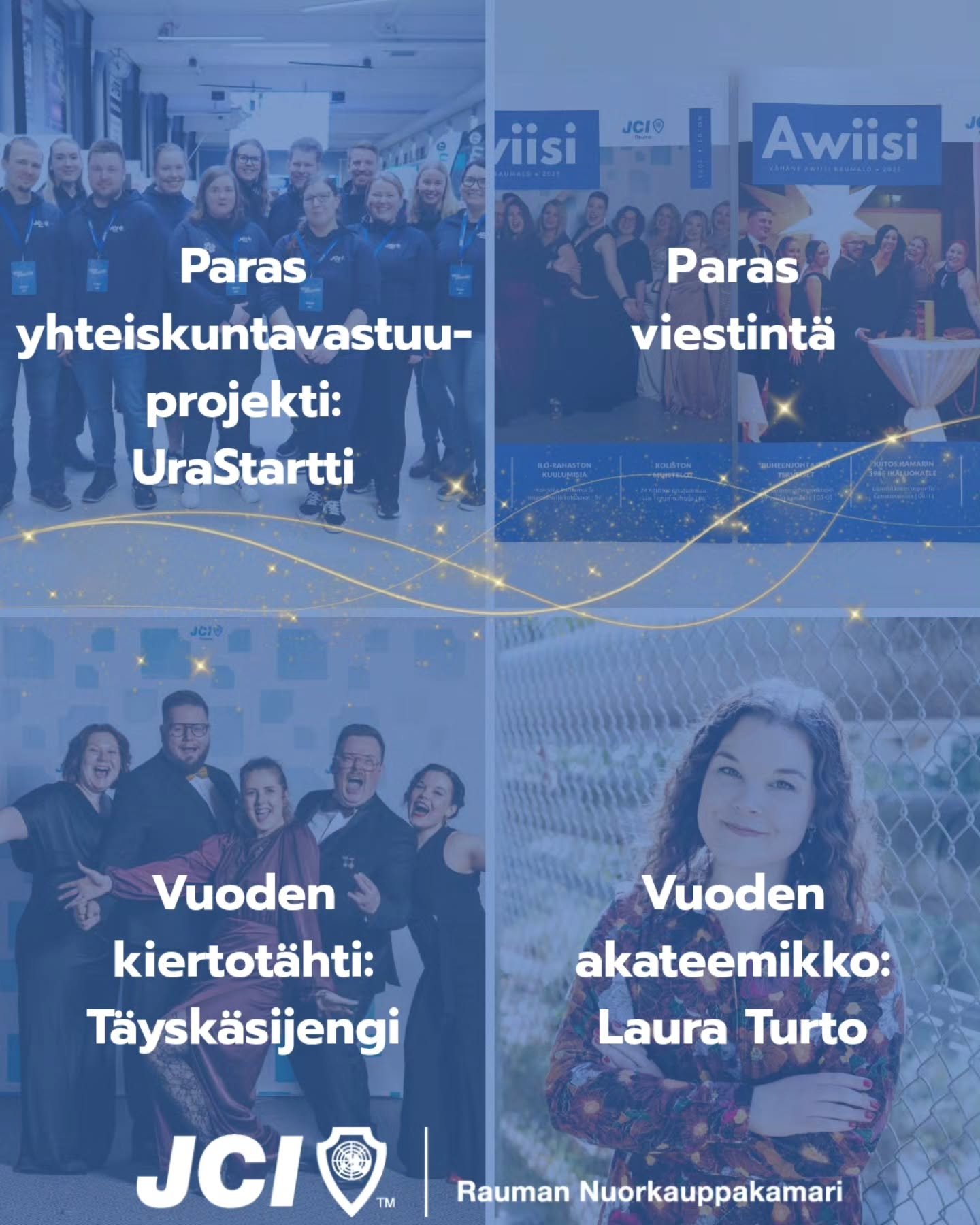 Palkintosadetta Rauman Nuorkauppakamarille ✨

Viime viikonloppuna Tampereella Suomen Nuorkauppakamareiden Alue C:n kev&auml;tkonferenssi Johtoportaan gaalassa jaettiin palkintoja vuoden 2025 toiminnasta.

Rauman Nuorkauppakamari palkittiin seuraaviss
