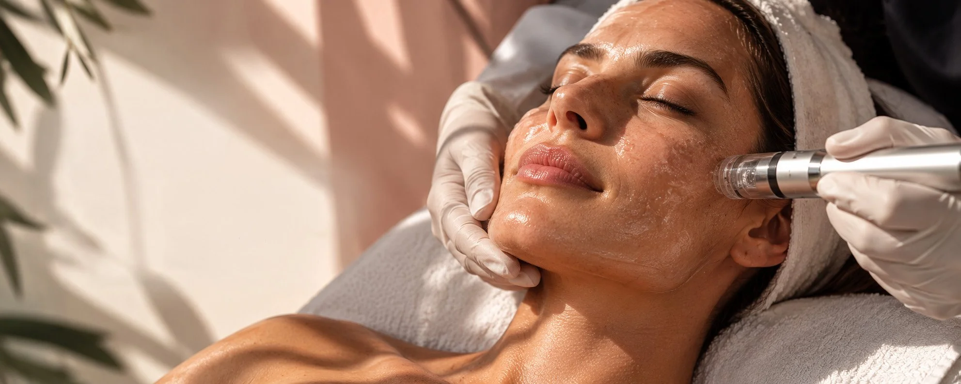 Woman receiving a facial treatment