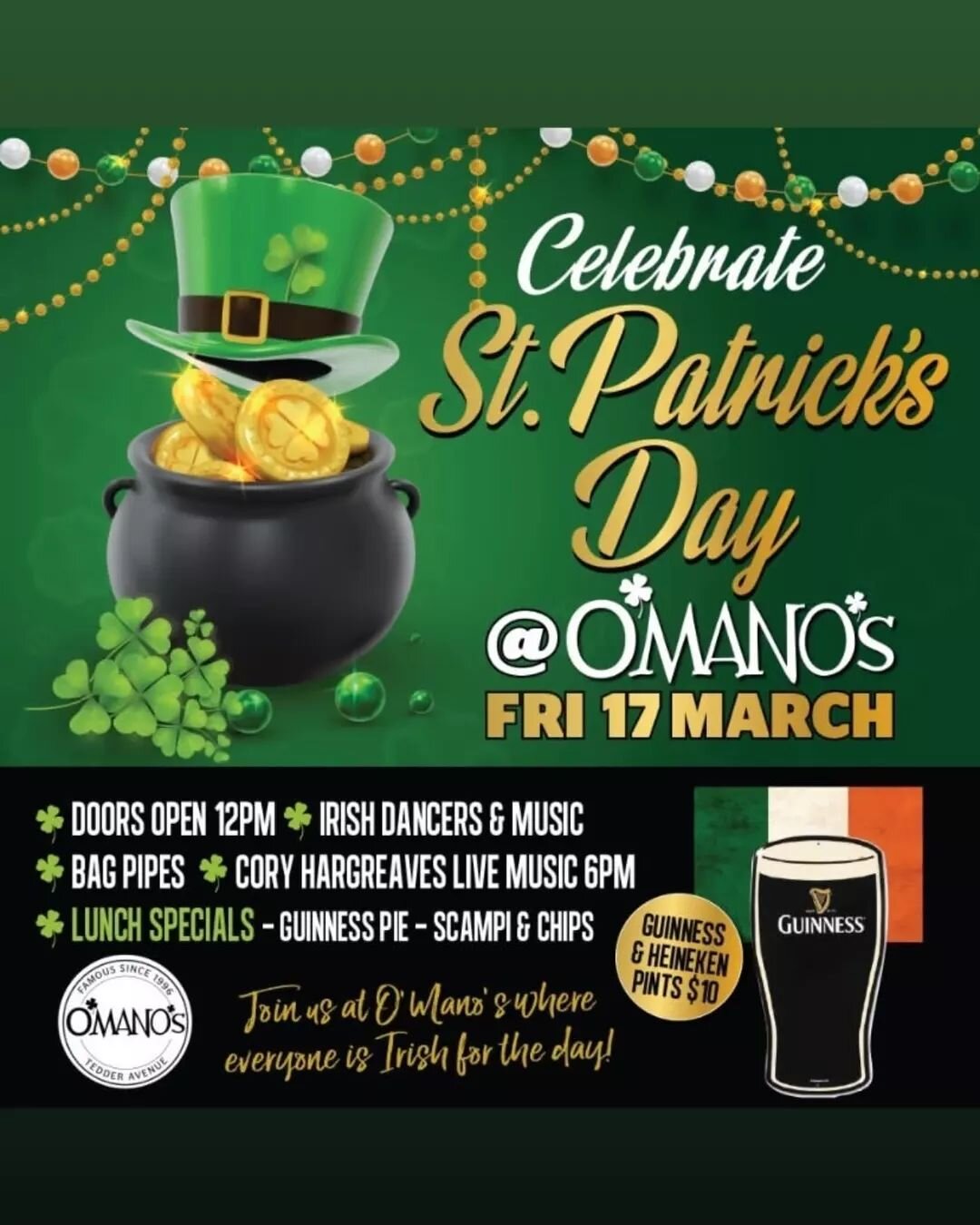 It&rsquo;s St Patrick&rsquo;s Day to be sure! 🍀🧙🏼&zwj;♂️

Head to @manostedderave from 12pm for all the festivities and join in the celebrations! 🎉