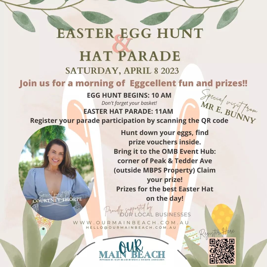 Our most Eggcellent Easter celebration is here again this year!! 
Join us on Saturday, April 8 at 10am for Tedder Avenue&rsquo;s biggest Easter Egg Hunt, then stick around for the Easter Hat Parade at 11am. 
Special guest MC, Former Miss World Austra