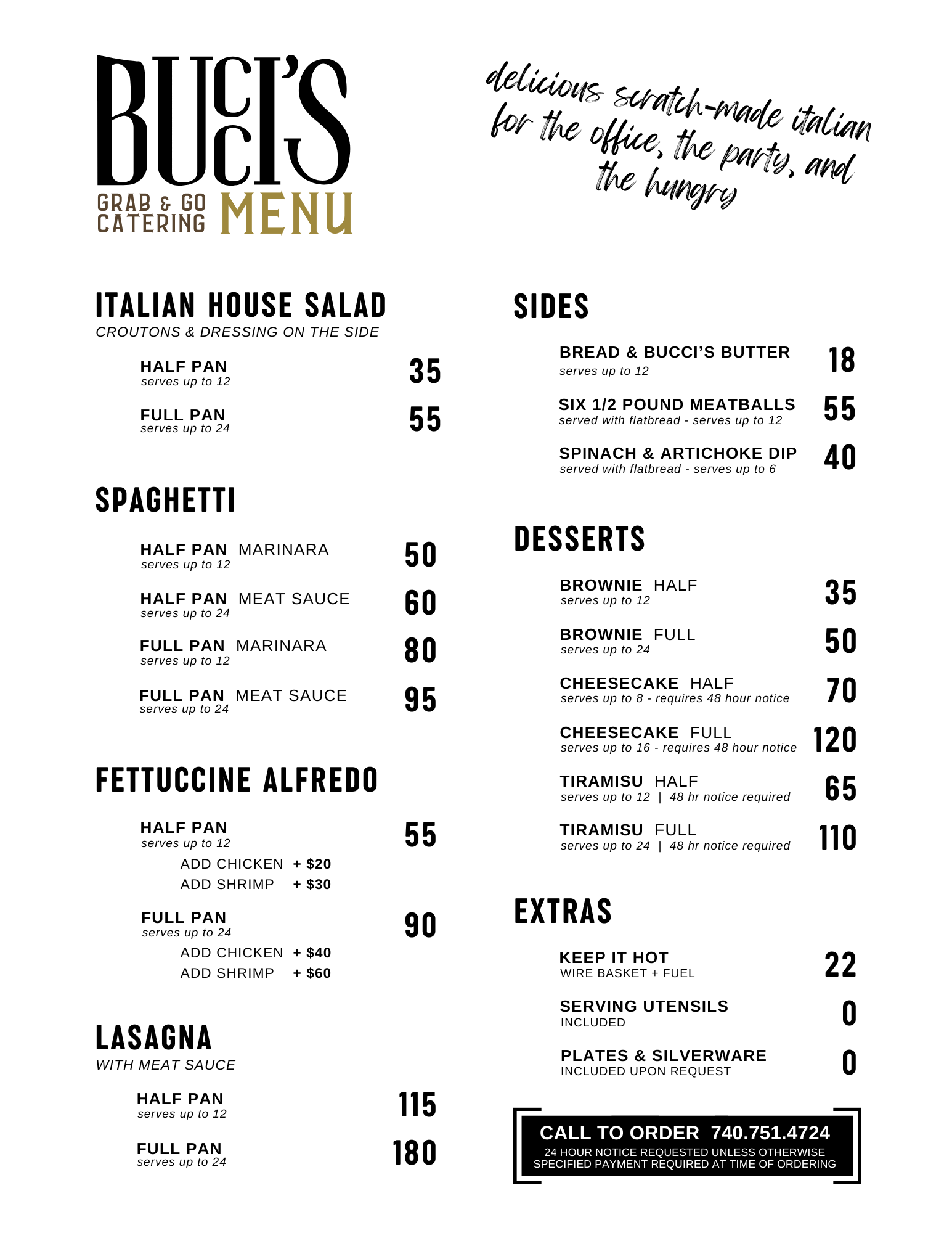 Grab & Go Catering — Bucci's Italian Scratch Kitchen