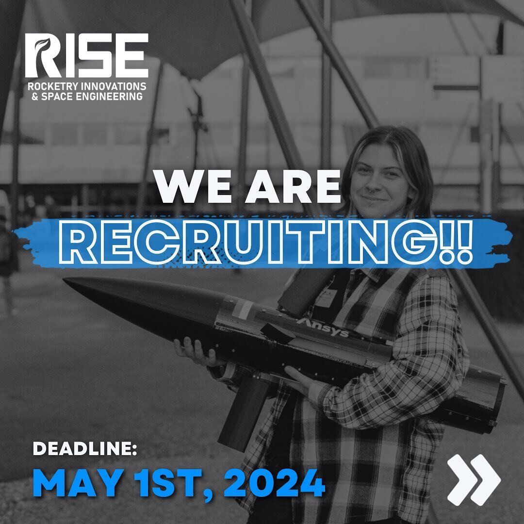 🚨APPLICATIONS ARE NOW OPEN 🚨 

Have you ever dreamt of being part of rocketry innovations and space engineering? 🚀 Are you ready for new challenges and experiences in a diverse, multicultural environment? Then RISE is the RIGHT fit for YOU!🫵🏻

D