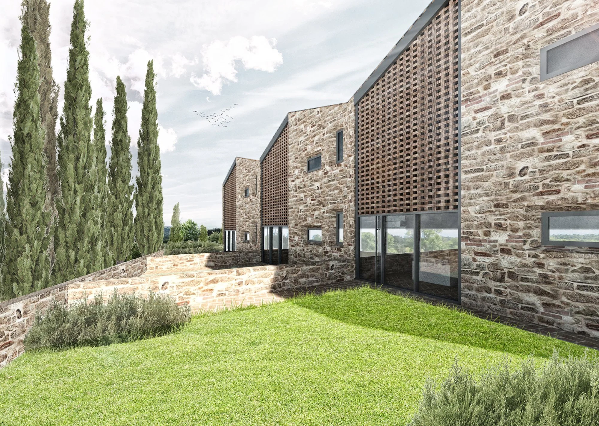 COUNTRY HOUSING COMPLEX IN TUSCANY: Assisted in AutoCAD sketches and 3D renderings of concepts