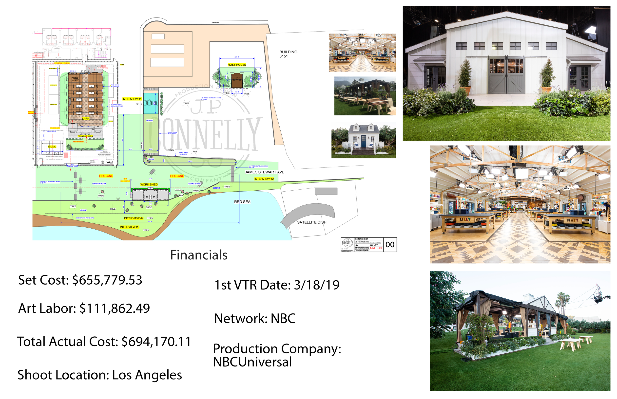 Assisted in the creation of plan technical drawings and financial calculations for pre-production of television series sets
