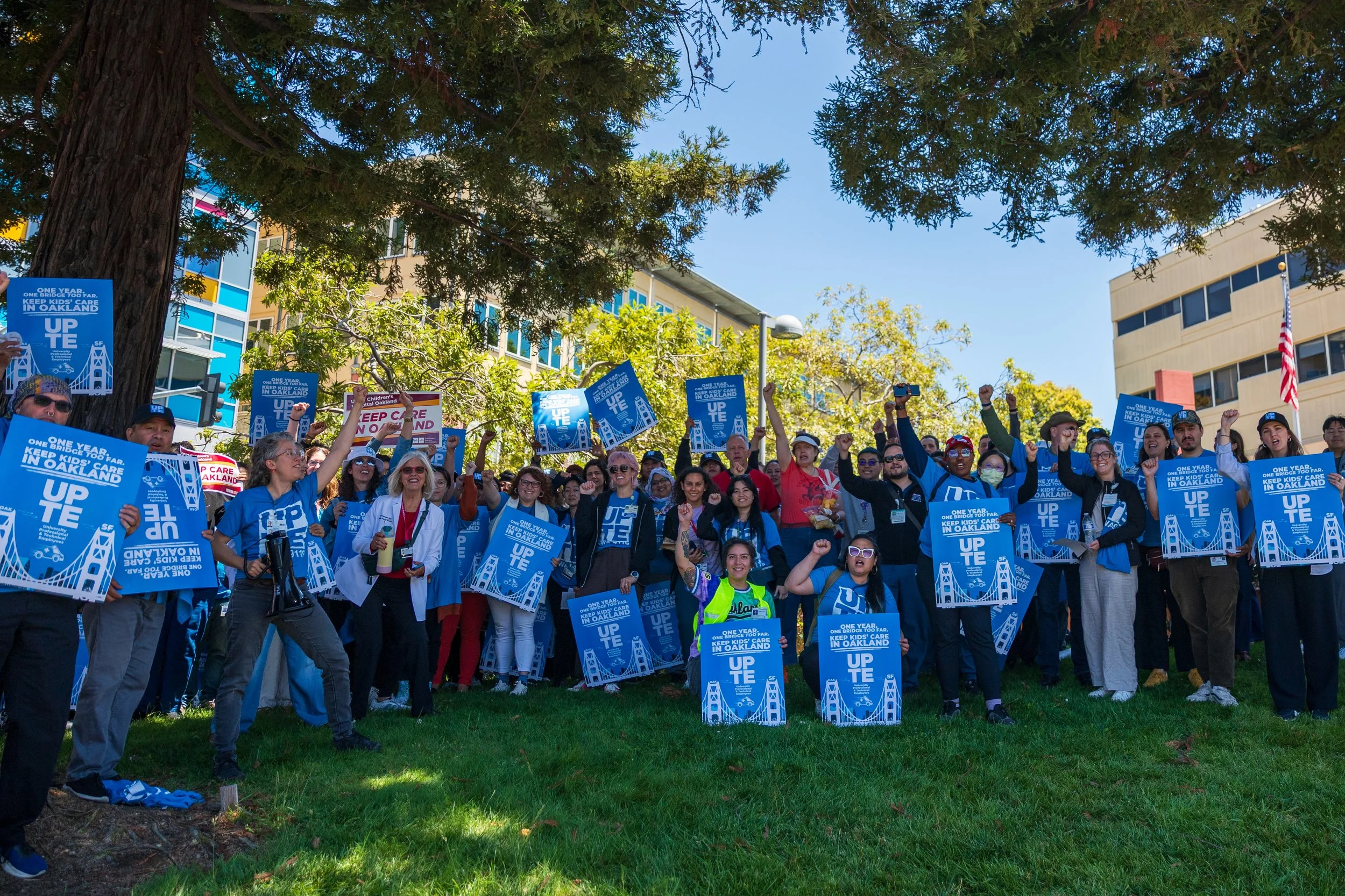 UPTE members rally with families and elected leaders to keep lifesaving care in Oakland