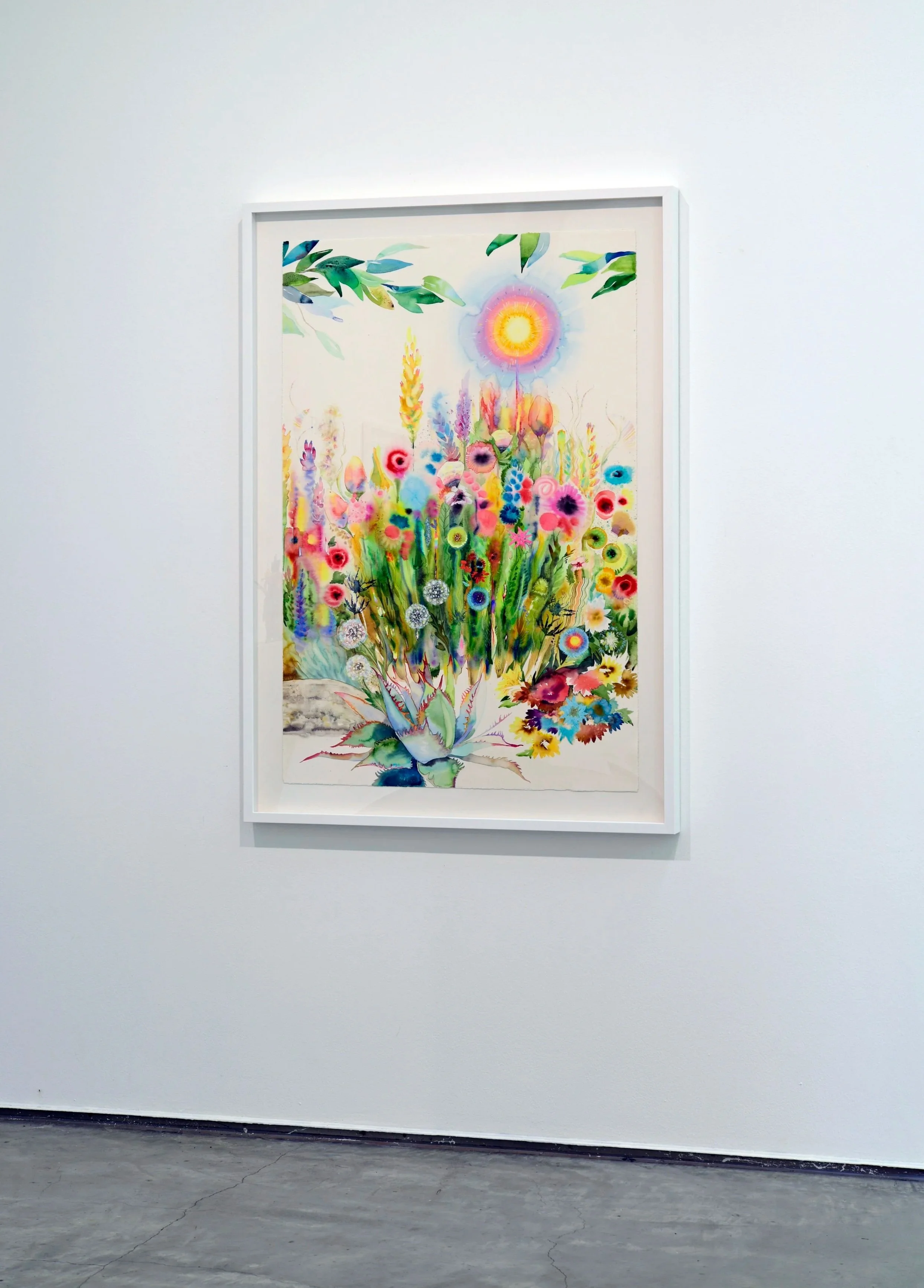 White frame with acrylic on Laura Ball artwork