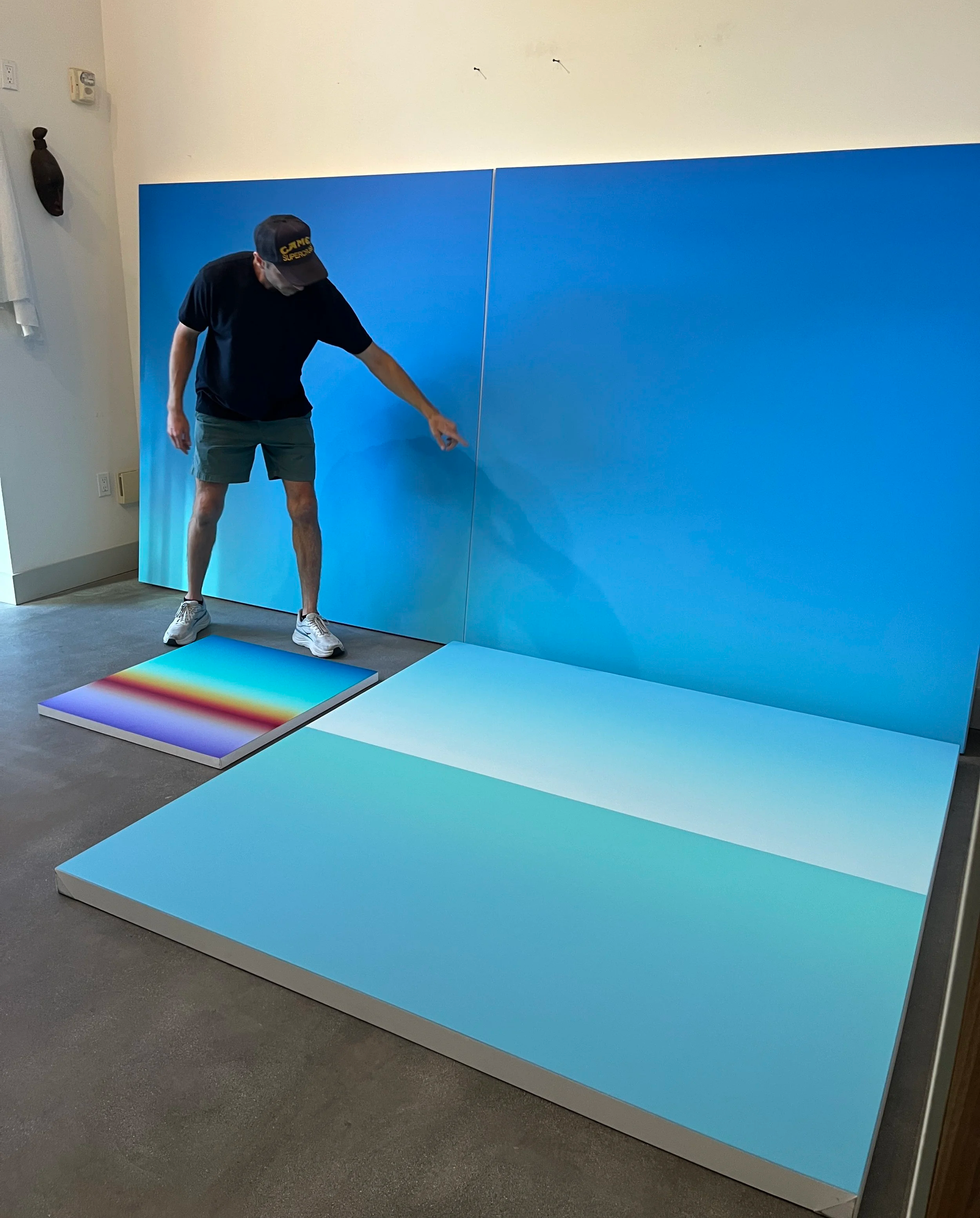 San Diego oil painter Patrick DeAngelis working in his studio