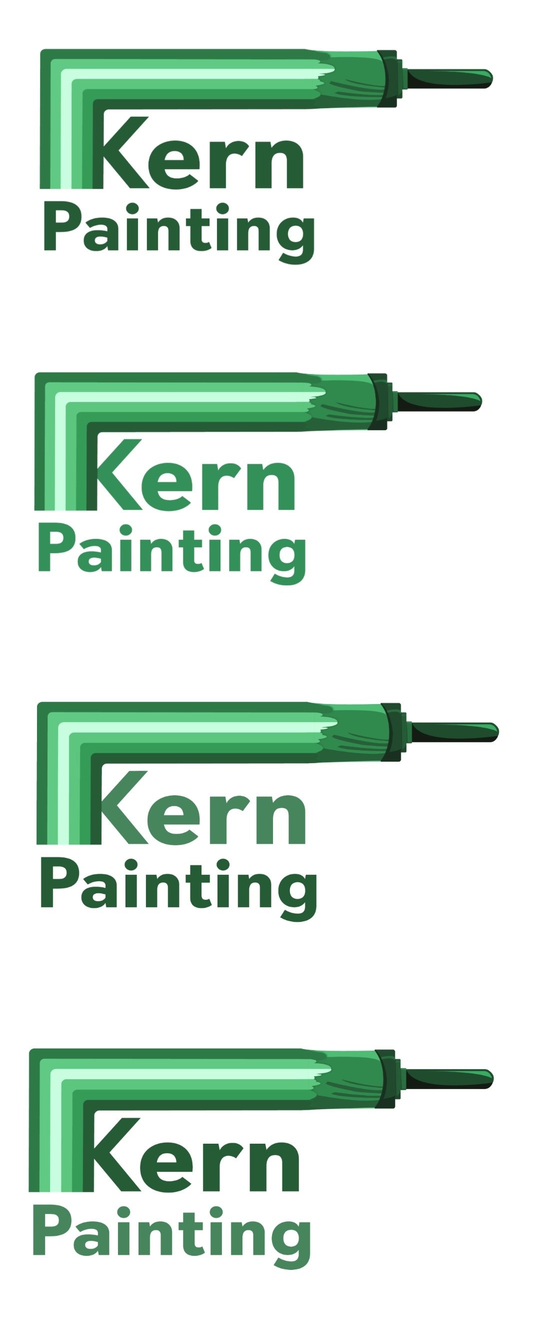 Several logo options with various green font experiments