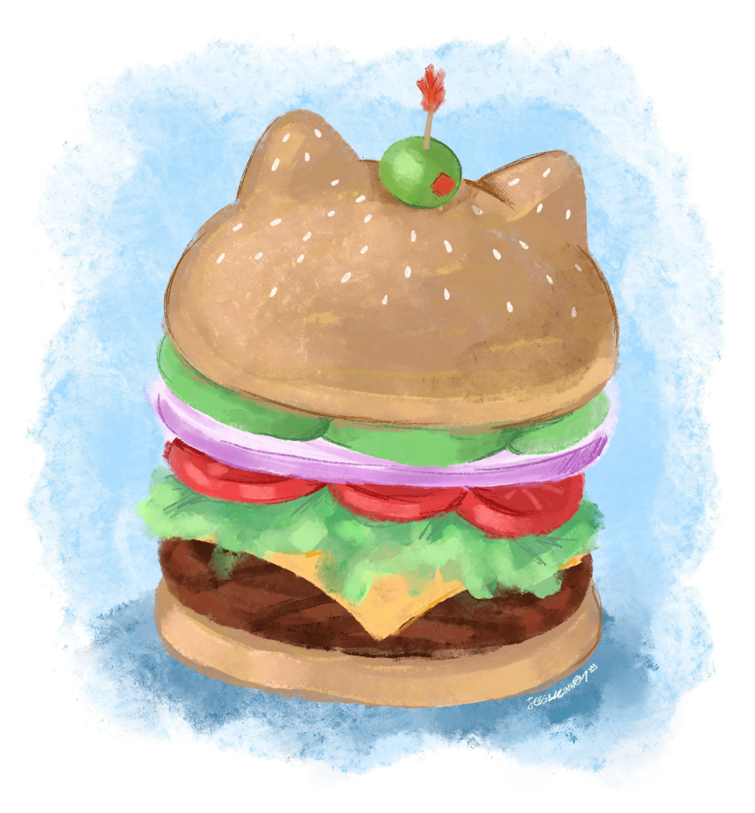 "Cat Burger" - Digital Paint