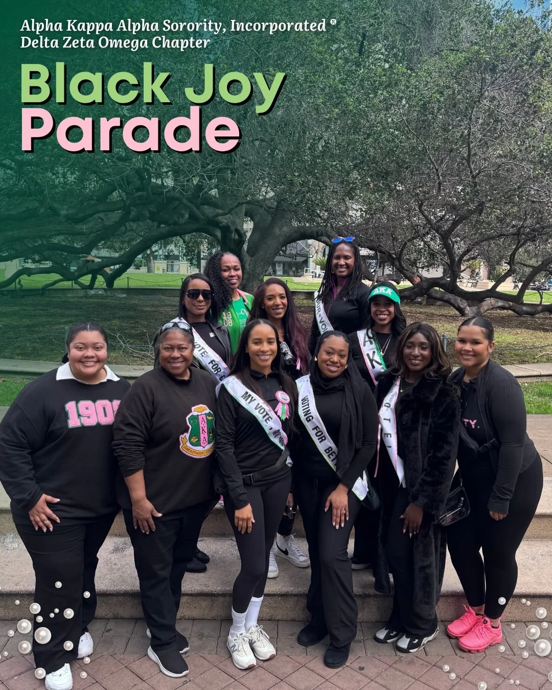 February was full of joy, culture, and sisterhood! 💕✨
The members of Alpha Kappa Alpha Sorority, Incorporated&reg;️, Delta Zeta Omega Chapter proudly attended the 2026 Black Joy Parade in Oakland, CA. We were honored to celebrate in unity alongside 