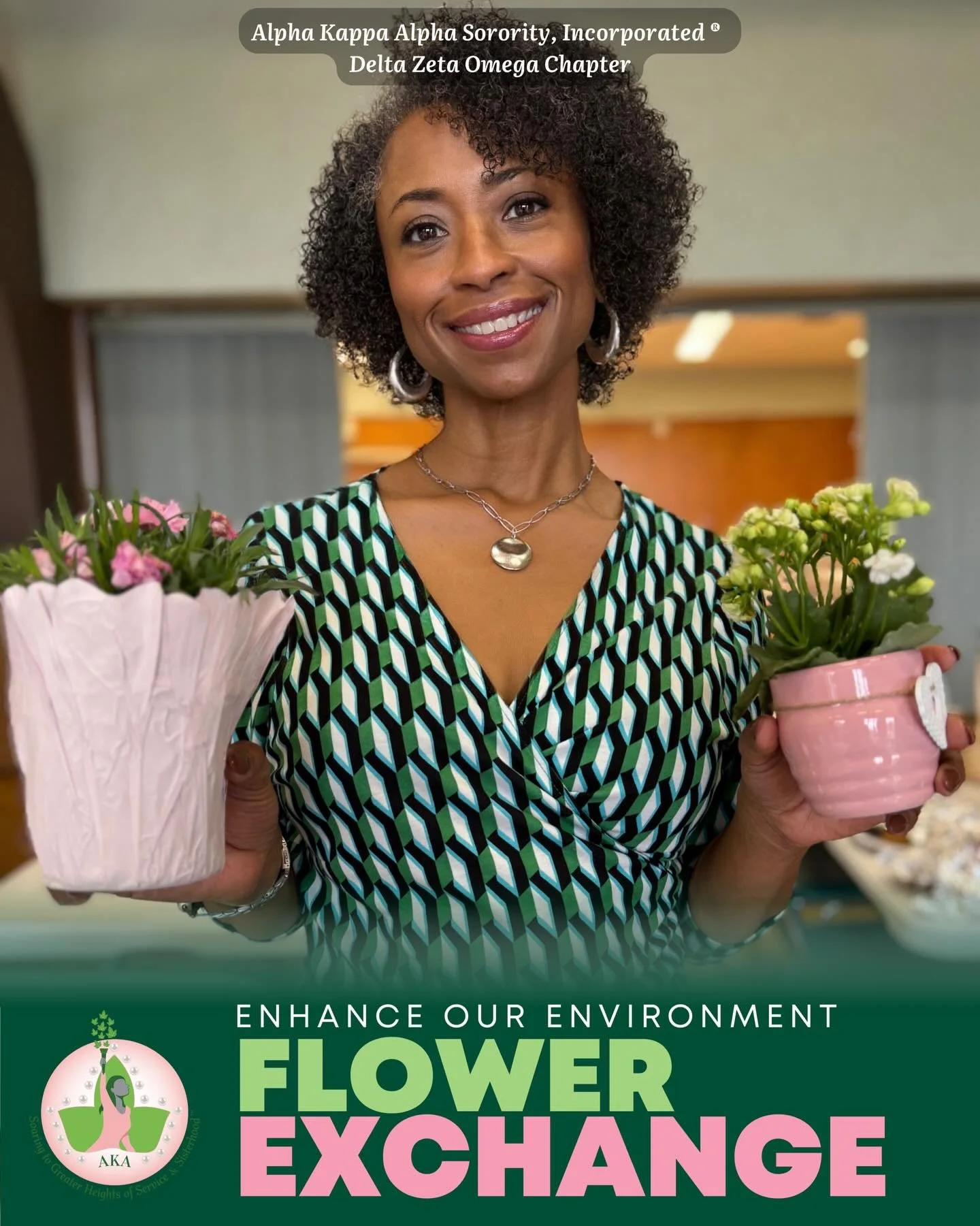 🌸 Blooming Together 🌿
At our recent chapter meeting, Alpha Kappa Alpha Sorority, Incorporated&reg;, Delta Zeta Omega Chapter embraced the beauty of giving and growth through a special flower exchange, thoughtfully facilitated by our Enhance Our Env