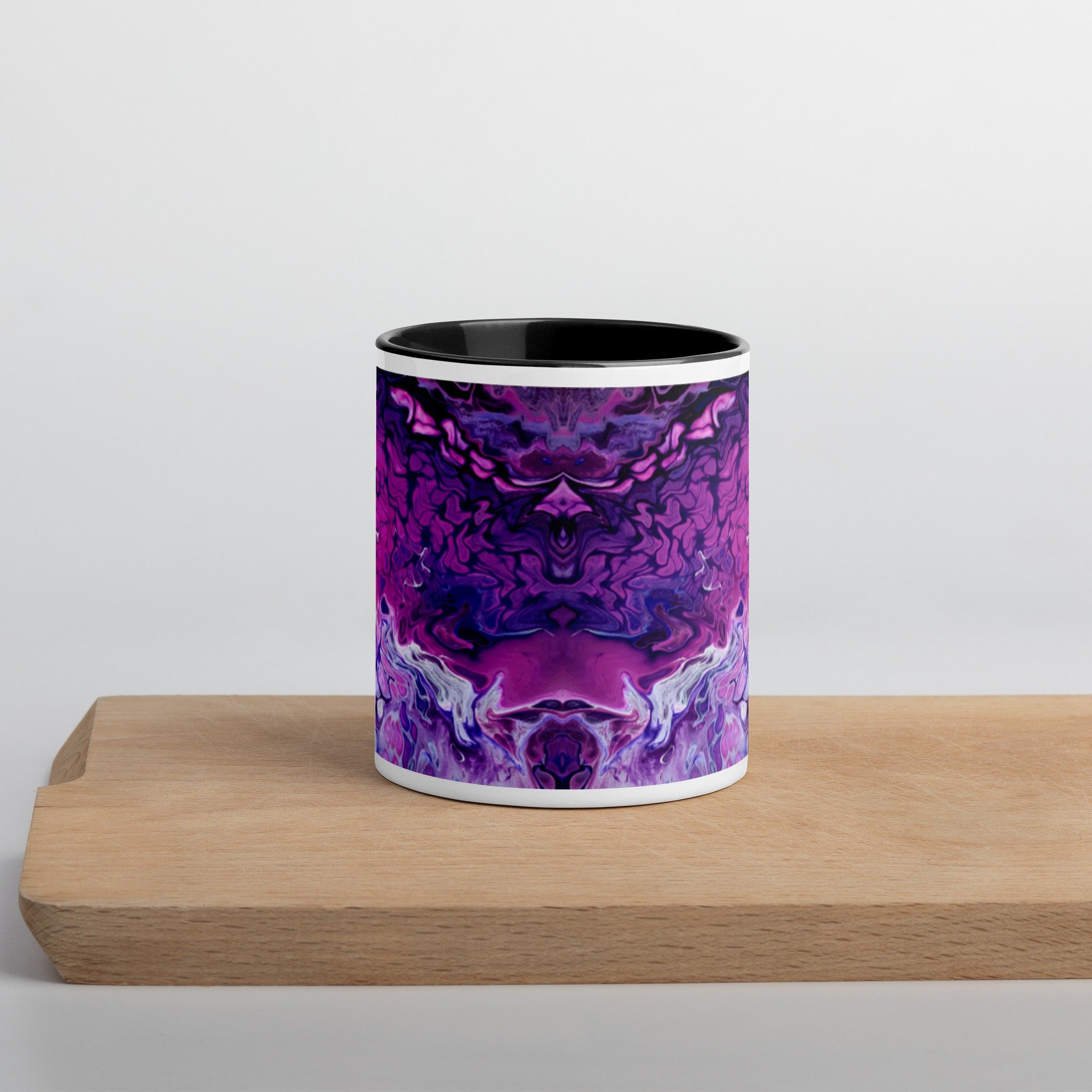 Ceramic Mug with Black Handle and Interior - "Purple's Paradise" - 11 oz - Liminal Layers