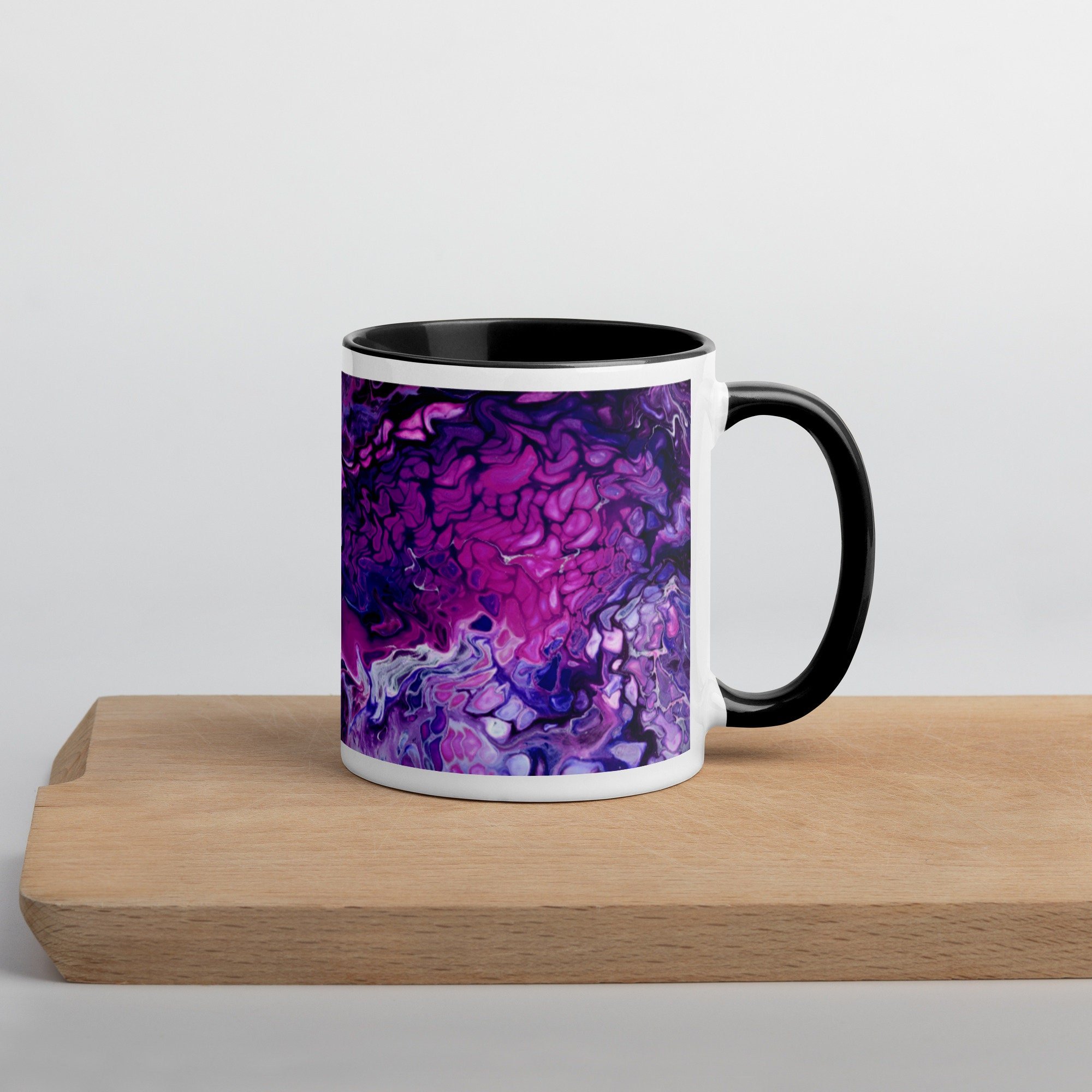 Ceramic Mug with Black Handle and Interior - "Purple's Paradise" - 11 oz - Liminal Layers